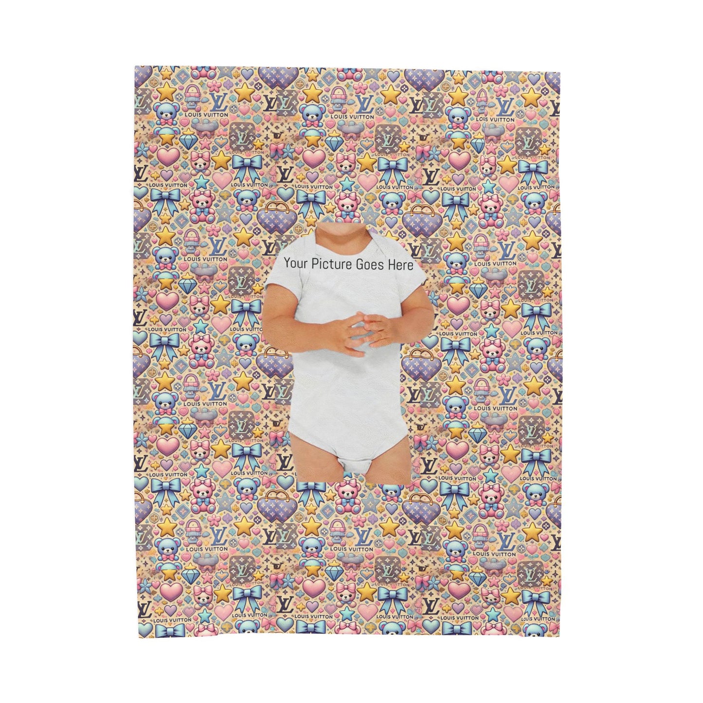 Cozy Velveteen Plush Blanket with Cute Patterns -Colorful Plush Blanket Louis Vuitton-inspired Gifts