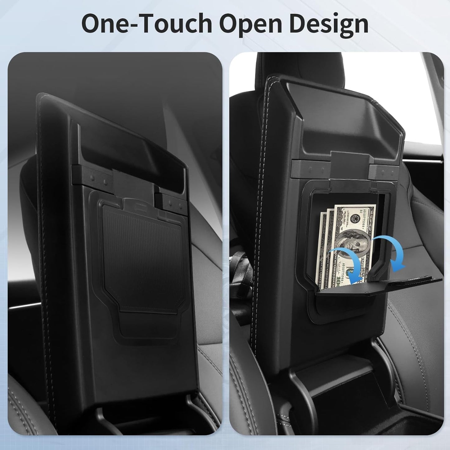 2024 Newest Center Console Organizer Tray for Tesla Model 3 Highland 2024 [Slide Smoothly] Armrest Hidden Organizer Box Cup Holder for Tesla Model 3 Accessories 2024 Matte Black