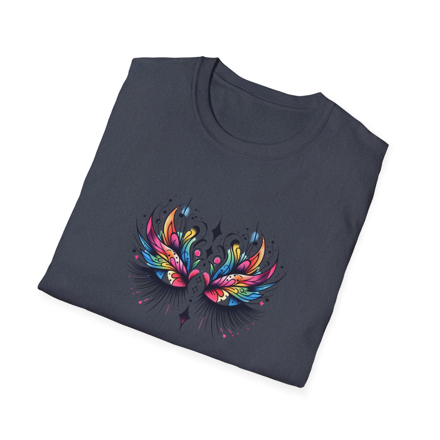 Colorful Boho LASHES Peacock Unisex Softstyle T-Shirt