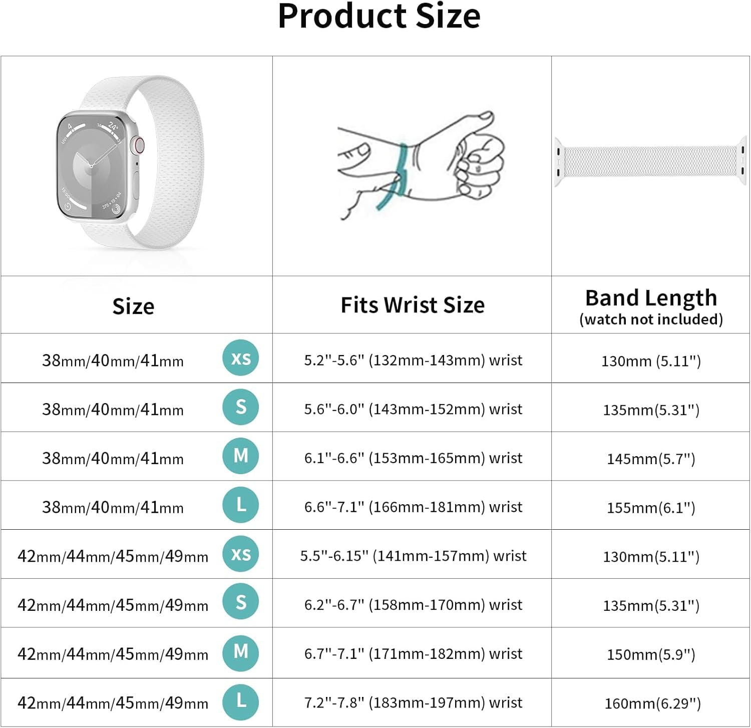 Braided Solo Loop Bands Compatible with Apple Watch 38Mm 40Mm 41Mm 42Mm 44Mm 45Mm 49Mm, Sport Stretch Elastics Strap Wristbands for Iwatch Series 9/8/7/6/5/4/3/2/1 Ultra/Ultra 2 SE Women Men