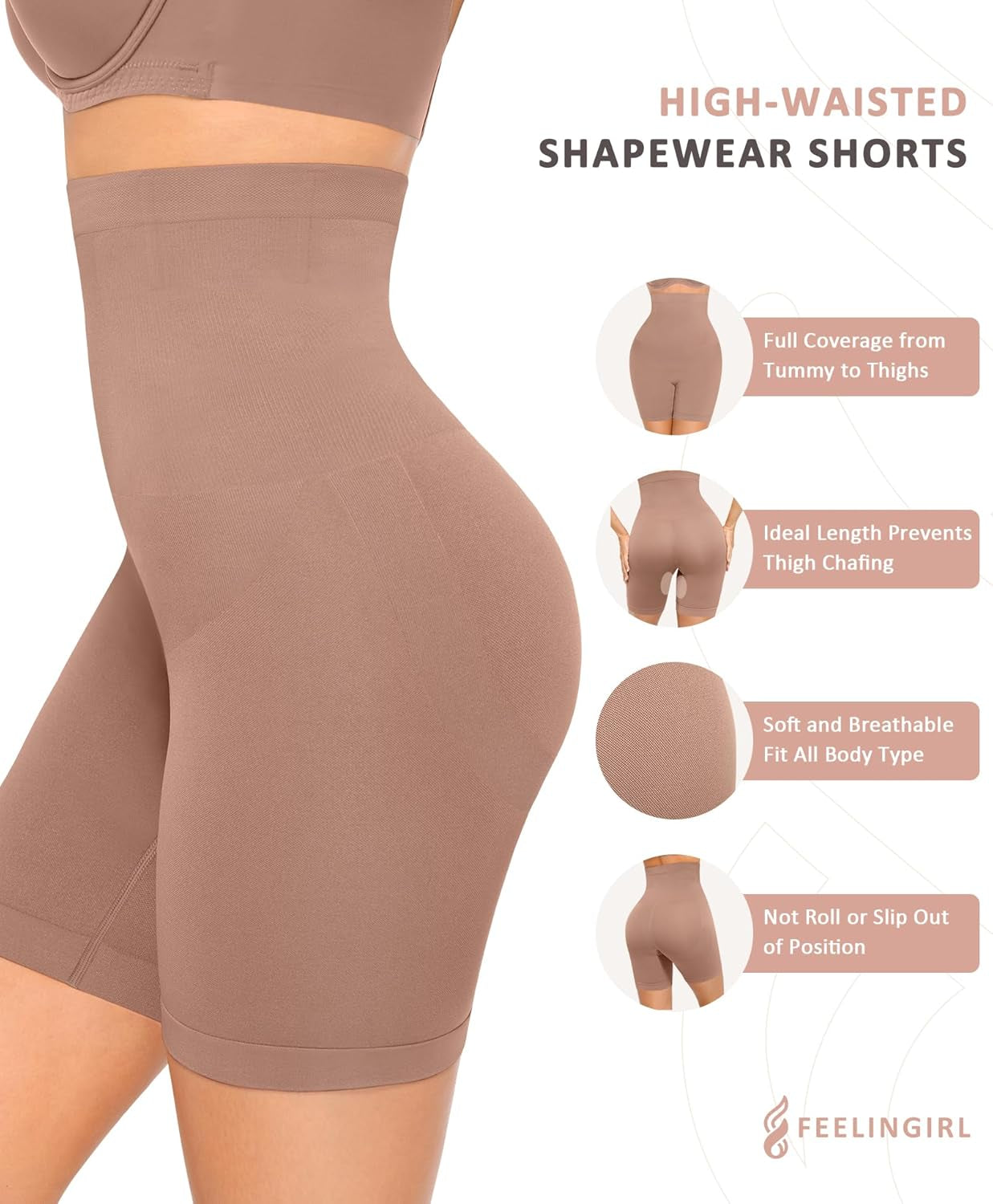 Tummy Control Shapewear Shorts Body Shaper for Women High-Waisted Thigh Slimming