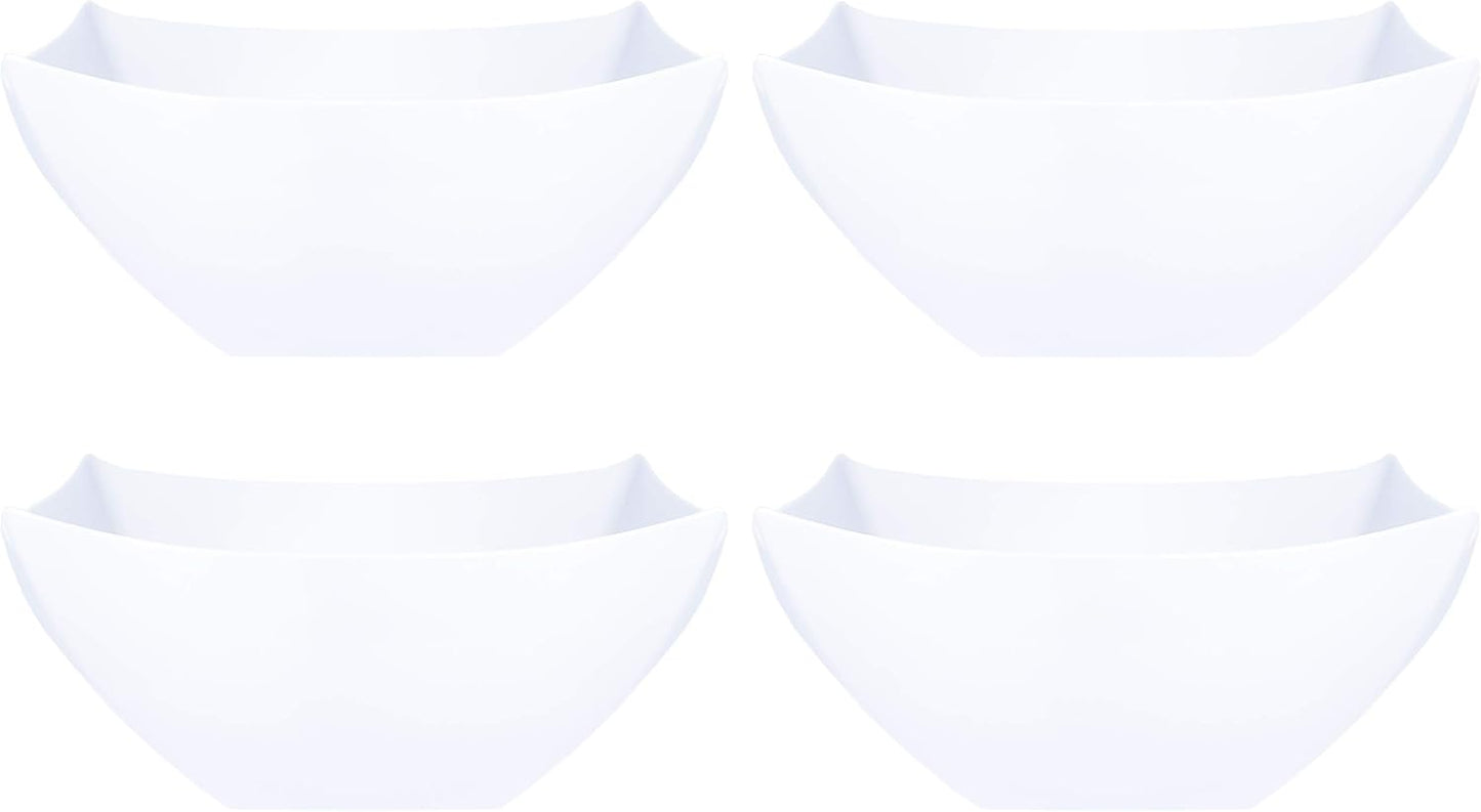 Disposable Square Serving Bowls, Party Snack or Salad Bowl, Plastic 2 Green & 2 Red 32 Ounce Pack of 4 32 OUNCE