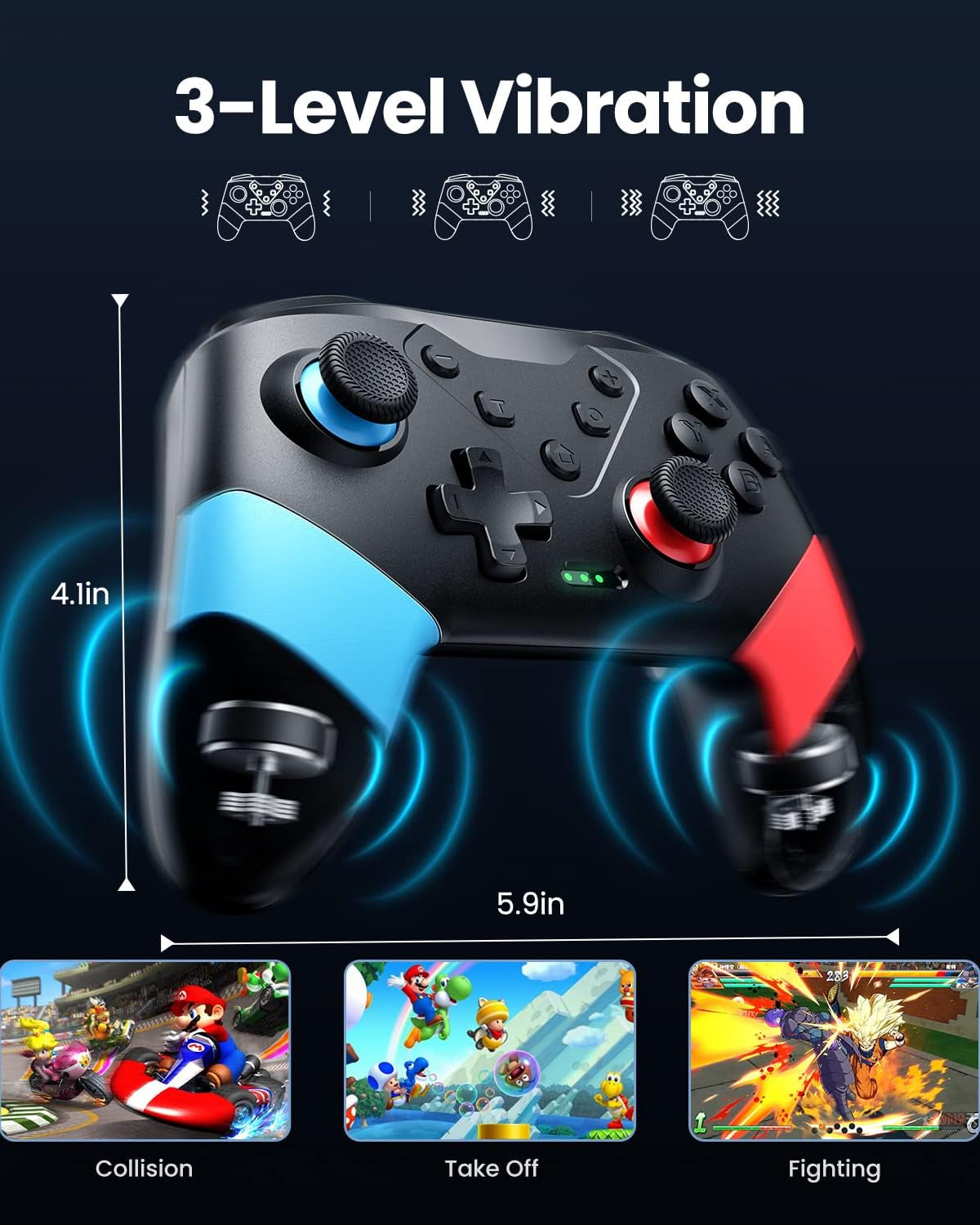 Switch Controllers Compatible with Switch/Lite/Oled, Programming Wireless Pro Controller with Motion Control, Vibration, Wake-Up, Turbo, Screenshot