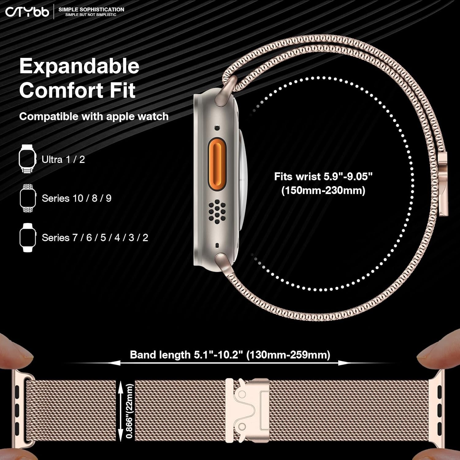 Milanese Mesh Loop Compatible with Apple Watch Band 40Mm 41Mm 38Mm 42Mm Series 10 9 8 7 SE 6 5 4 3 2 1 Men & Women, Stainless Steel Wider Metal Strap with Magnetic Clasp for Iwatch Bands