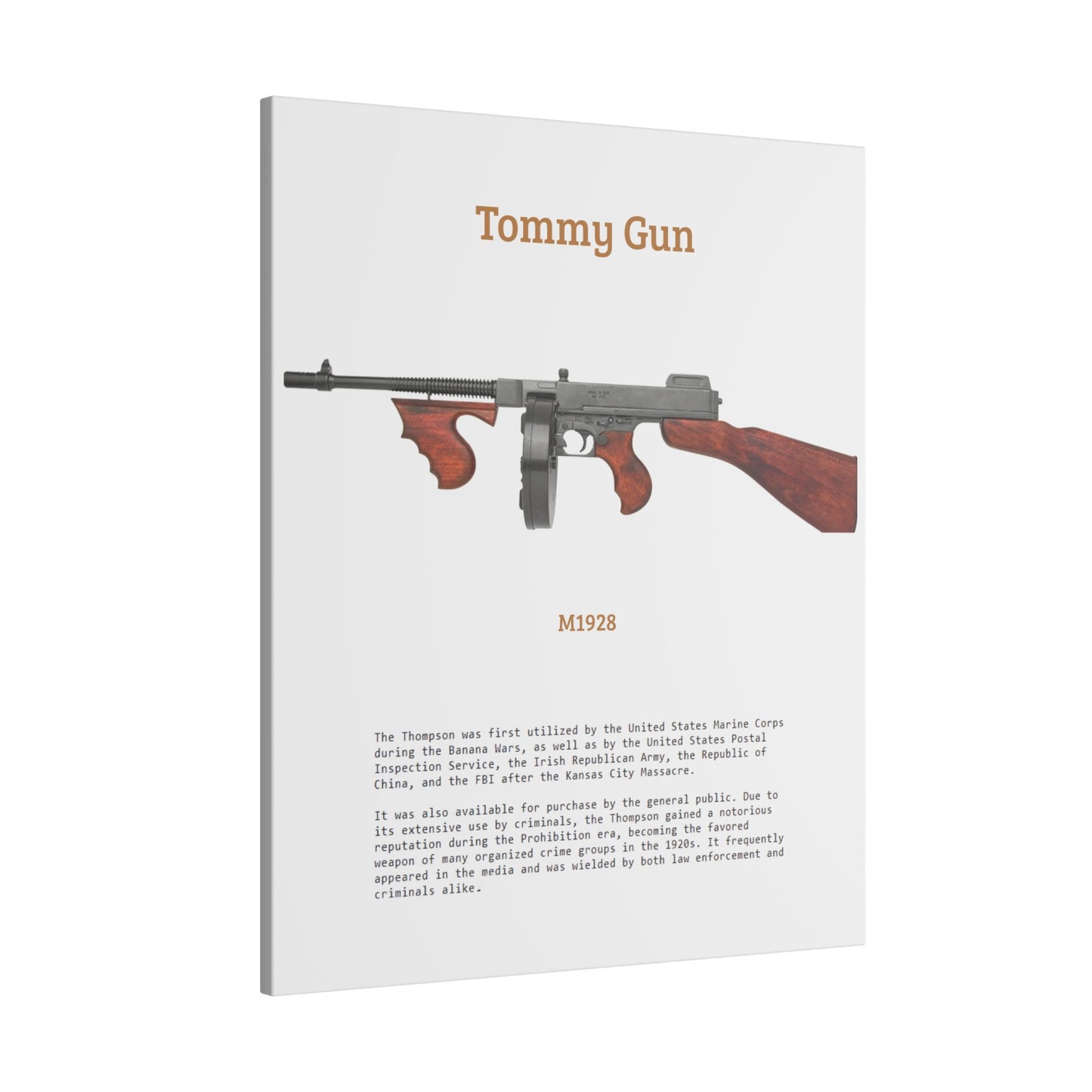 Thompson submachine gun TOMMY GUN M1928 Matte Canvas, Stretched, 0.75" (Multi-Size)