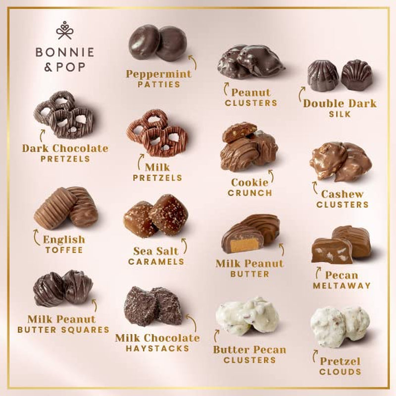 Chocolate Gift Basket, Candy Food Gifts Arrangement Platter, Gourmet Snack Box, Valentines Day, Holiday Present Idea, Corporate Him & Her, Men Women Sympathy Family Parties & Get Well- Bonnie & Pop