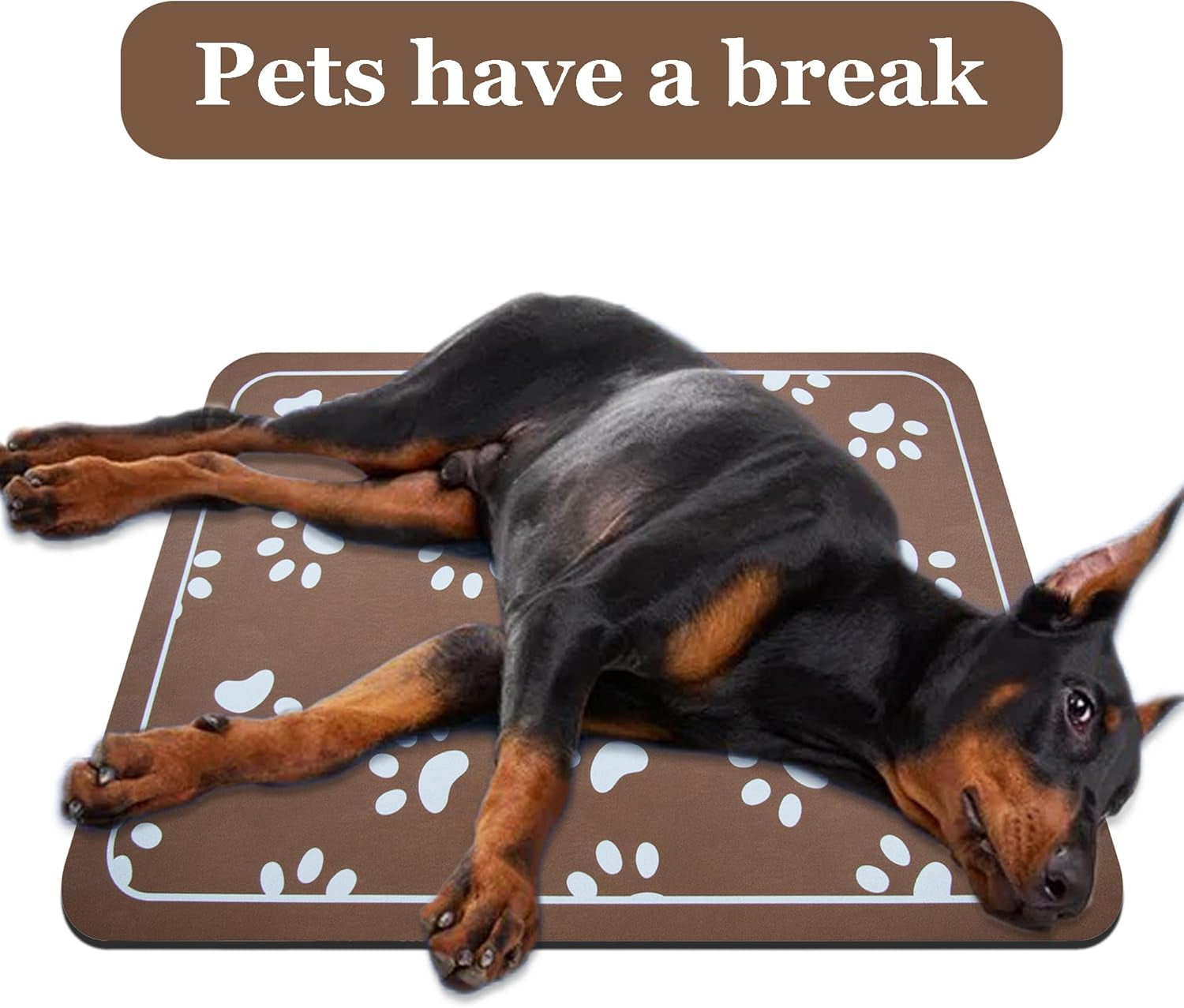 Dog Bowl Mat and Dog Feeding Mat, Dog Mat for Water Bowl, Absorbent Non-Slip Pet Water Bowl Mat Quick Drying Dog Food Mat Cat Matt for Food and Water(Brown+24.2X16.9In+Rectangular)