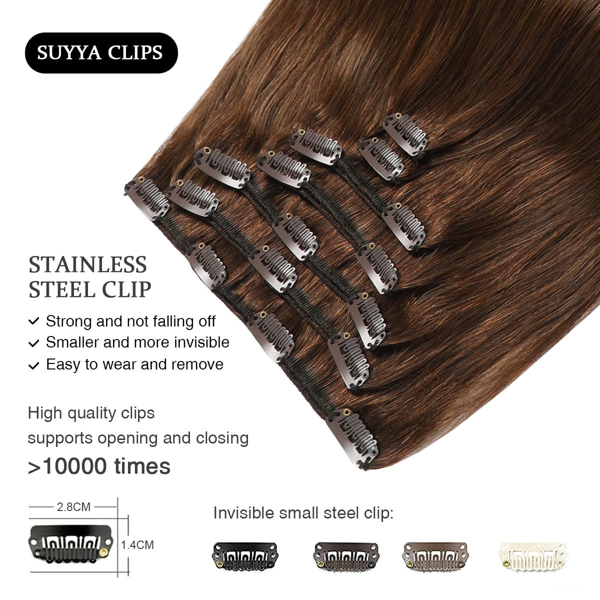 Clip in Hair Extensions Real Human Hair 16 Inch 120G 7Pcs Chocolate Brown Human Hair Extensions Clip Ins Straight Double Weft Hair Extensions Clip Ins(16 Inches #4 Dark Brown)