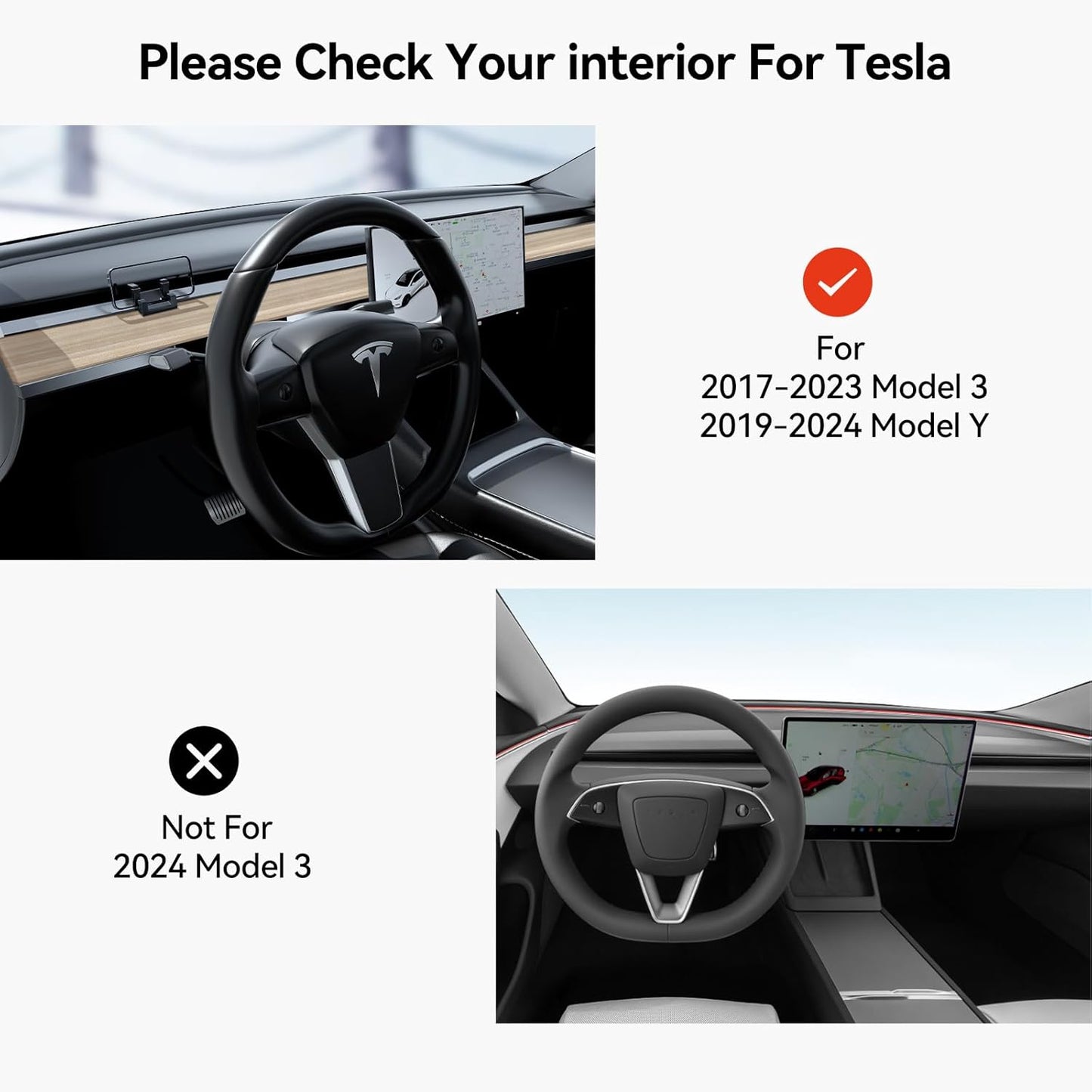 Silicone Phone Mount Holder for Tesla 2017-2023 Model 3 and 2020-2024 Model Y Dashboard Windshield Air Vent Hands Free Cell Phone Mount for Iphone Android Smartphone(Not Fit 2024 Model 3)