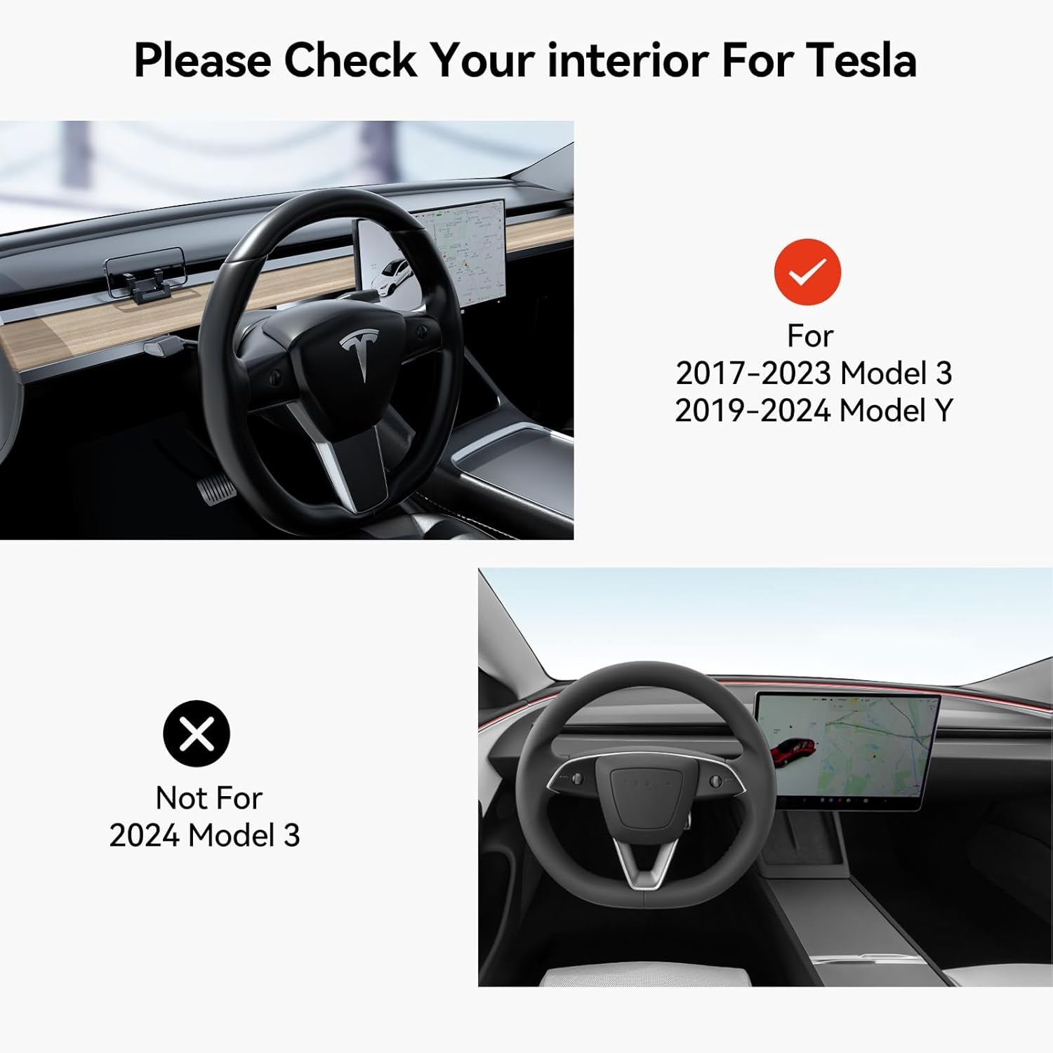 Silicone Phone Mount Holder for Tesla 2017-2023 Model 3 and 2020-2024 Model Y Dashboard Windshield Air Vent Hands Free Cell Phone Mount for Iphone Android Smartphone(Not Fit 2024 Model 3)