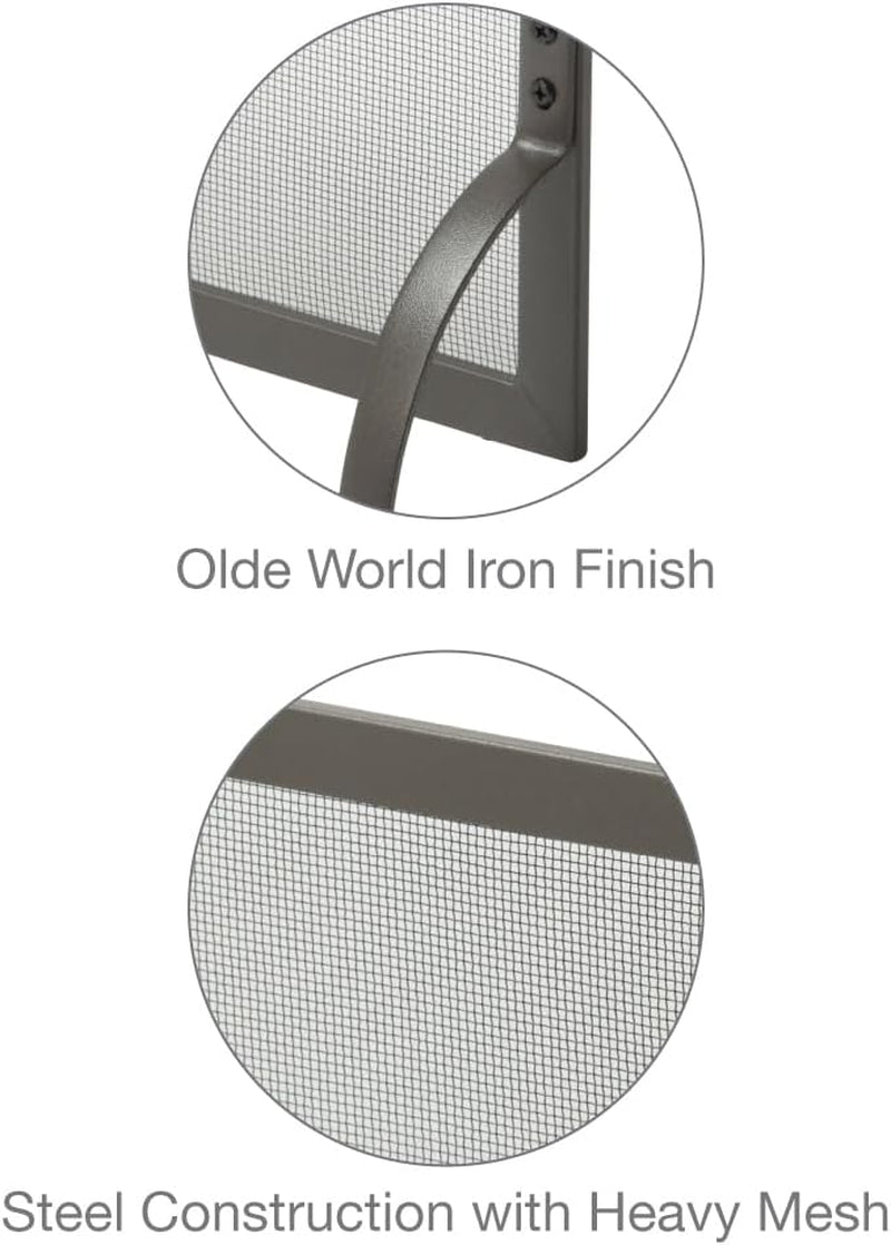 , S-1156, Medium Single Panel Olde World Iron Finish Fireplace Screen