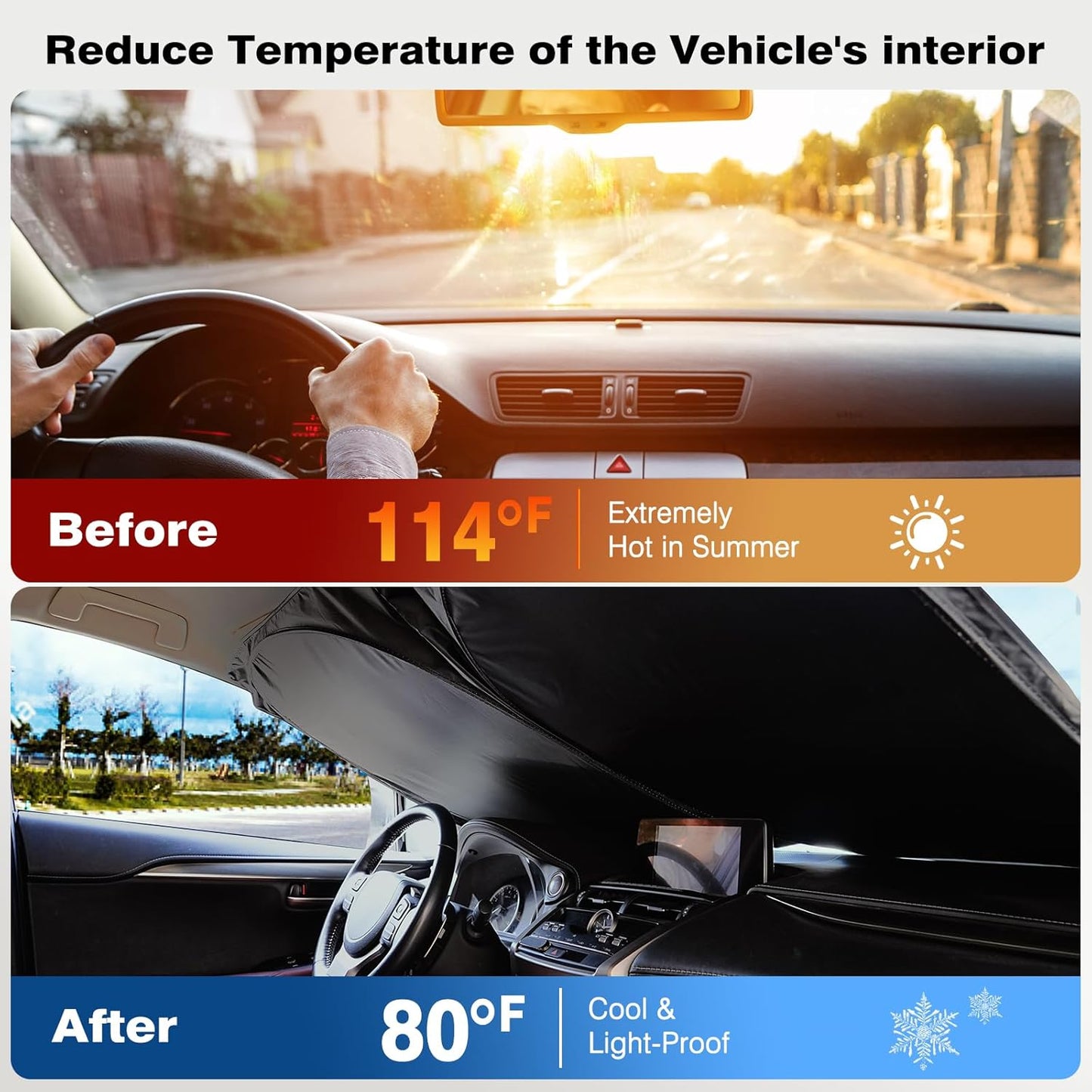 Car Windshield Sunshade Compatible for Tesla Model 3/Y Customized, Tesla Model 3/Y Accessories 2024 Foldable Front Window Sunshade, Upgraded UV Protection Fabric