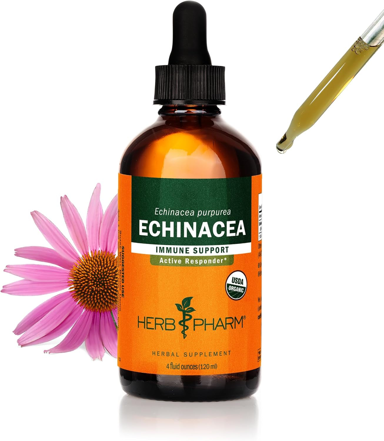 Certified Organic Super Echinacea Liquid Extract for Active Immune System Support - 4 Oz TLBH