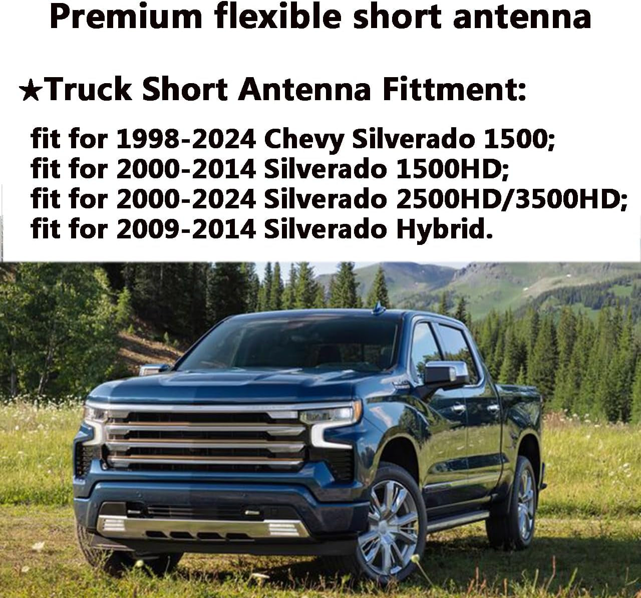 For GM Truck Short Antenna Fit for GMC Sierra 1500-3500 Denali (1999-2025) | Chevy Silverado 1500-3500 (1999-2025) | 7" Spiril Flexible Rubber Antenna, Optimized AM/FM Radio Reception Accessories