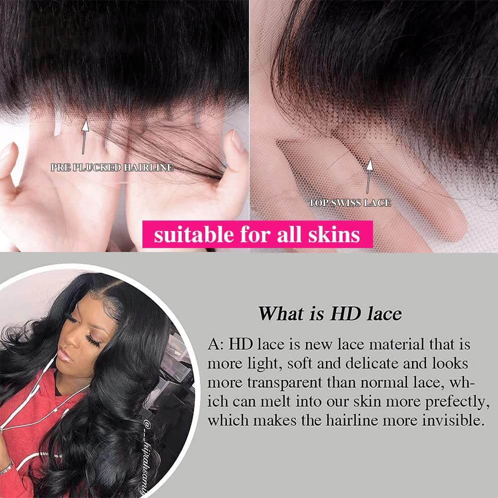 Straight Lace Closure, HD Lace Closure, 4X4 HD Lace Frontal Closure Human Hair Extensions, HD Closure Brazilian Human Hair Lace Closure, Transparent Lace Frontal Closure 130% Density