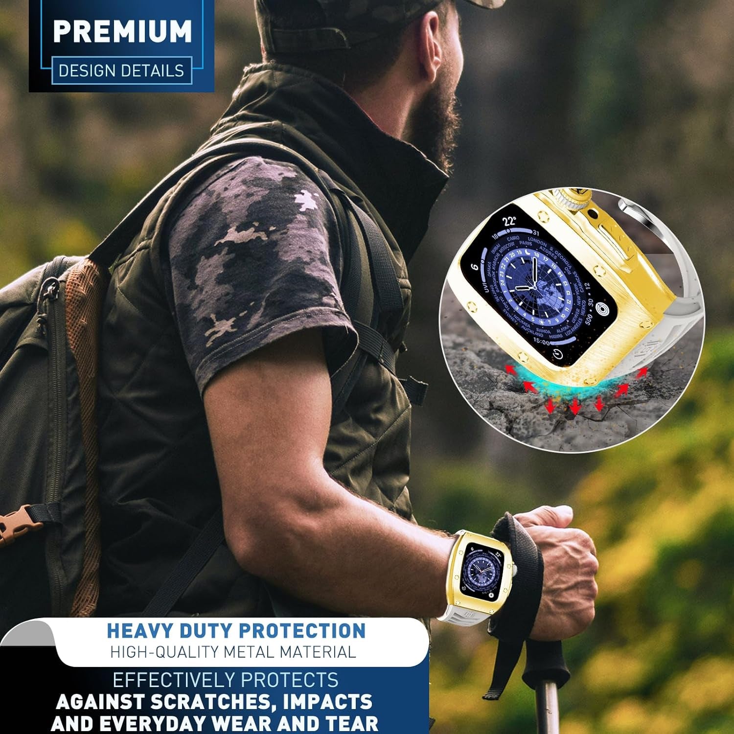 Premium Watch Band Compatible with Apple Watch Series 9/8/7/SE2/6/5/SE/4, Stylish, Durable, and Enhanced Protection for Your Device - Metal Iwatch 44Mm/45Mm Protective Case