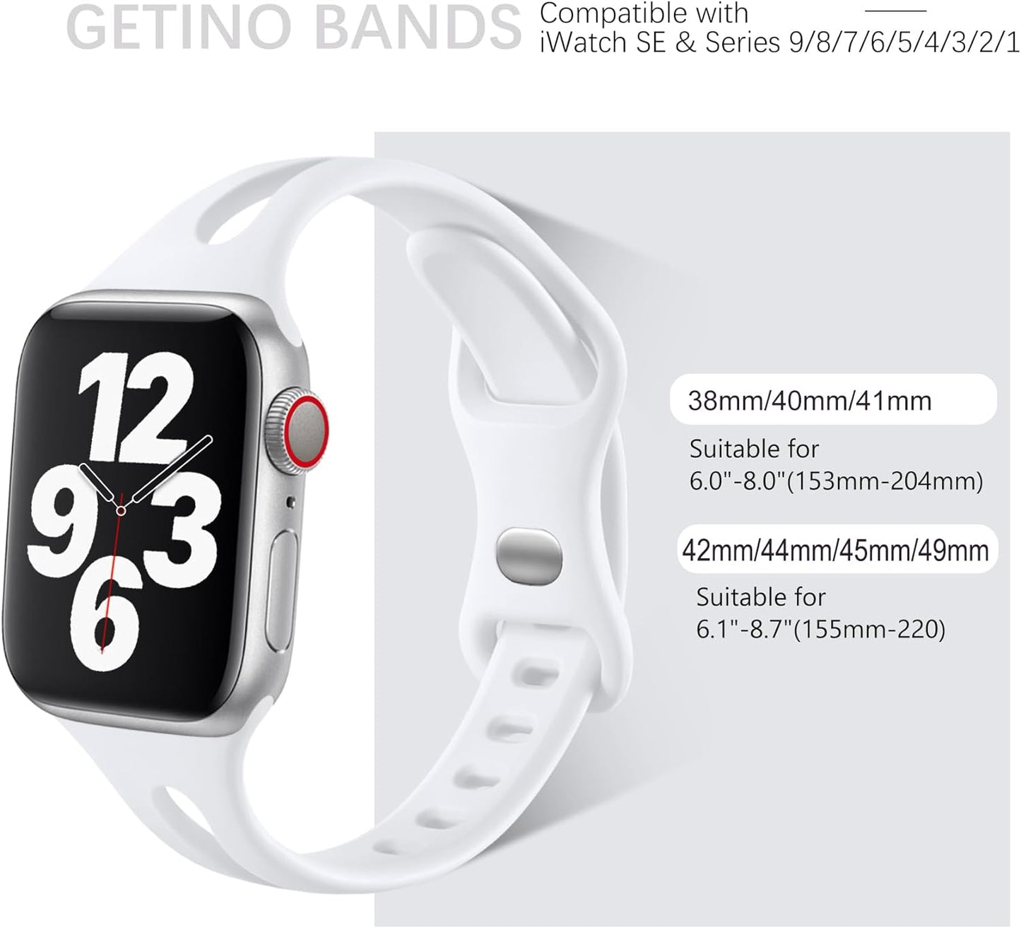 Band Compatible with Apple Watch 40Mm 38Mm 41Mm for Women Men, Soft Silicone Stylish Breathable Slim Sport Bands for Iwatch Series 9 8 7 6 5 4 3 2 1 SE, 4 Pack Black/White/Pebble Gray/Blue Gray