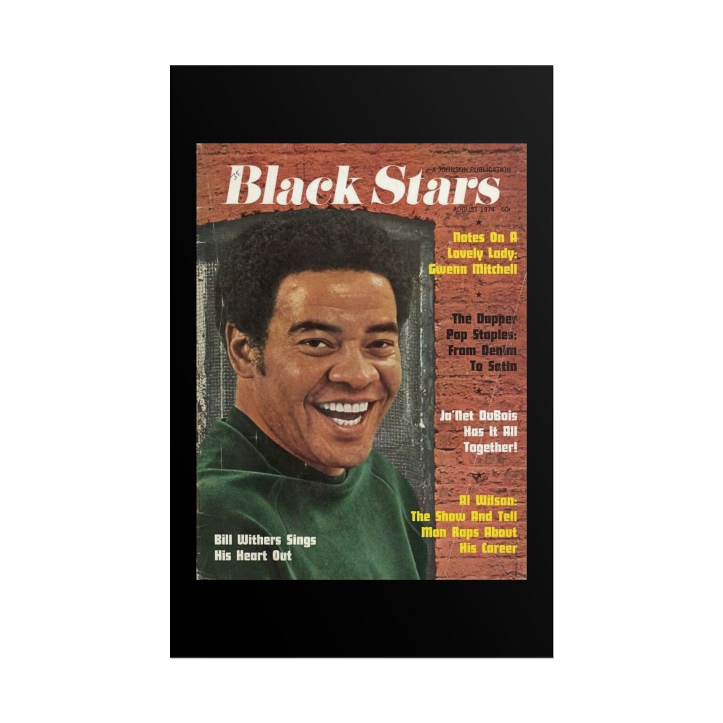 Vintage Music Rolled Posters - Bill Withers, August 1974 Design