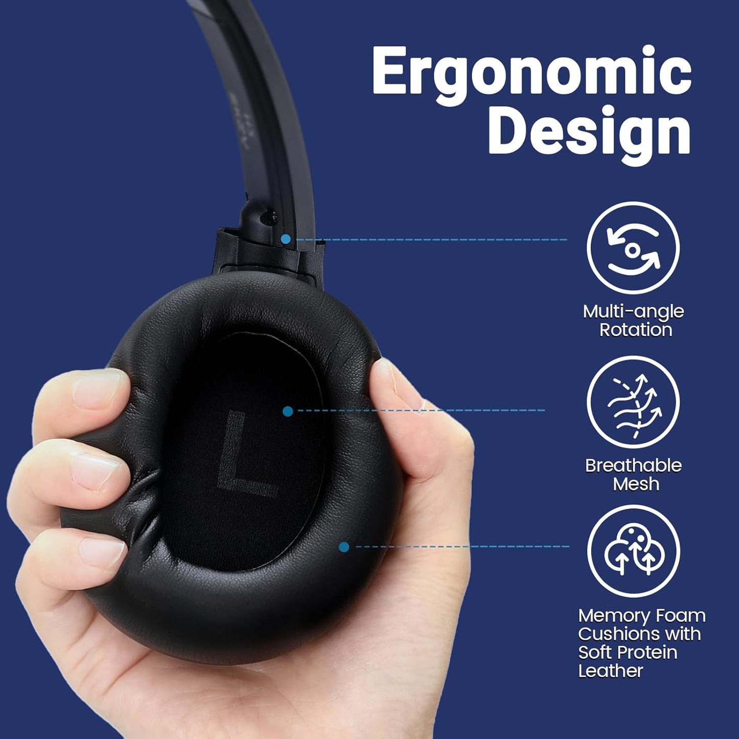 Headset with Microphone for PC, USB Computer Headsets Ai-Powered Environmental Noise Cancelling Headphone with Busylight, Mic Mute Boom & Volume Control, Wired Over-Ear Headset for Laptop/Work/Office