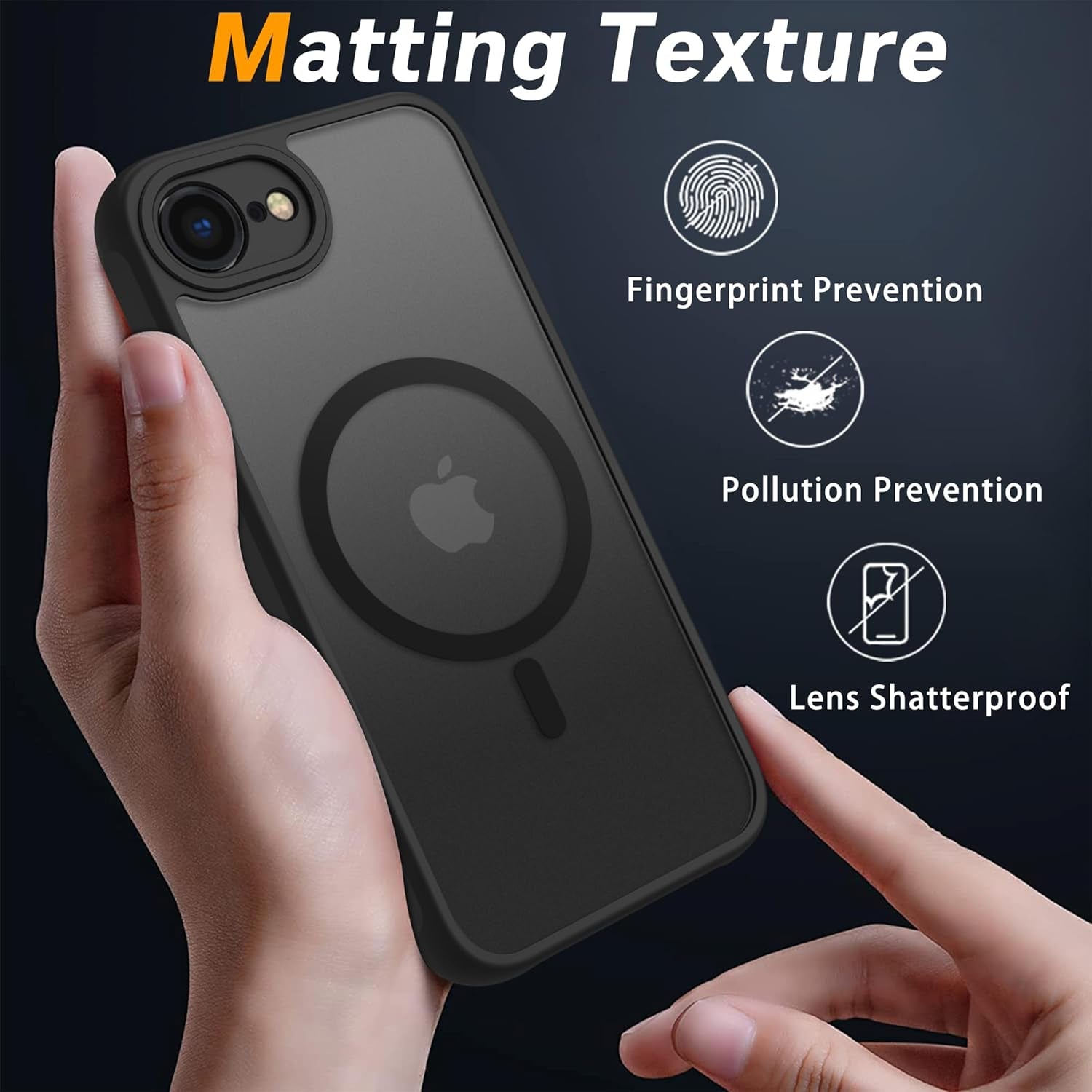 2025 New Magnetic for Iphone 16E Case,Compatible with Magsafe,Military Grade Drop Tested, Shockproof Matte Translucent Hard Back Slim Protective Case.Black Magnetic Circle.