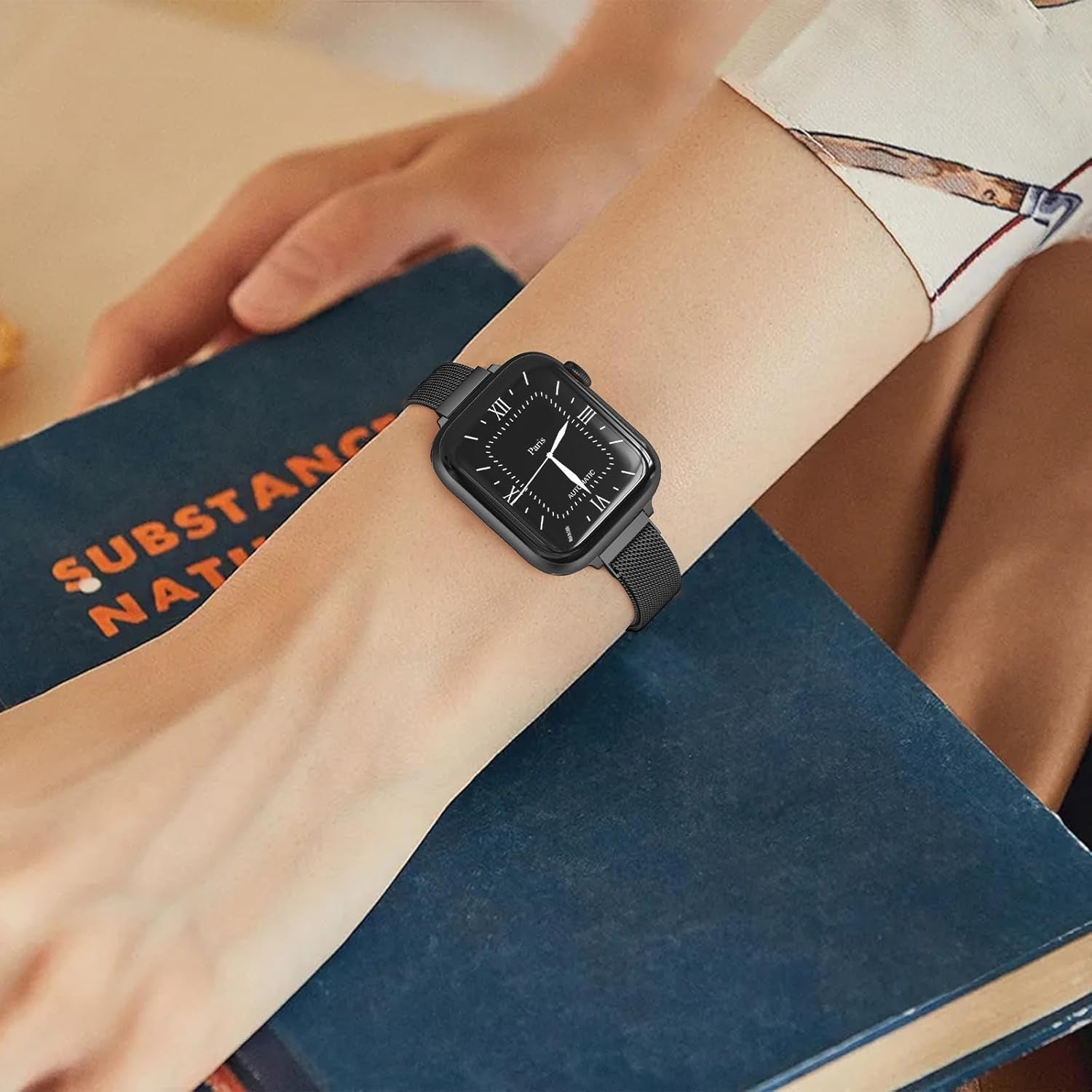 Slim Milanese Loop Compatible with Apple Watch Band for Women 40Mm 41Mm 38Mm 44Mm 45Mm 49Mm 42Mm, Stainless Steel Magnetic Mesh Strap Work on Iwatch Bands Series 9 8 7 6 5 4 3 2 1 Ultra SE