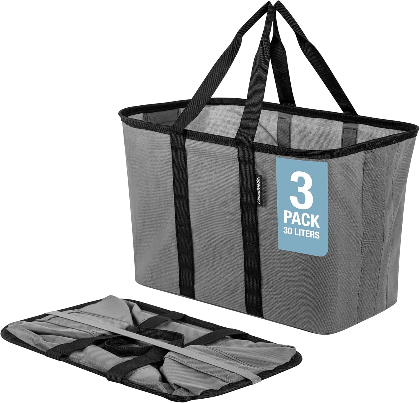 Ecobasket 30 Liter Reusable Tote Bag with Reinforced Bottom: Collapsible Grocery Shopping Basket