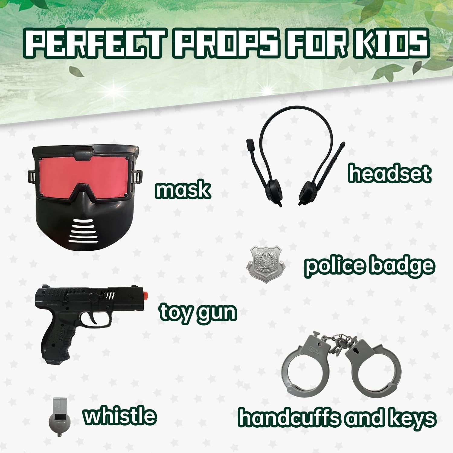 Police Toys, 6PCS Swat Gear Pretend Play Toy Set for Kids, Military Army Soldiers Costume Accessories Halloween Costumes Gifts for Boys and Girls