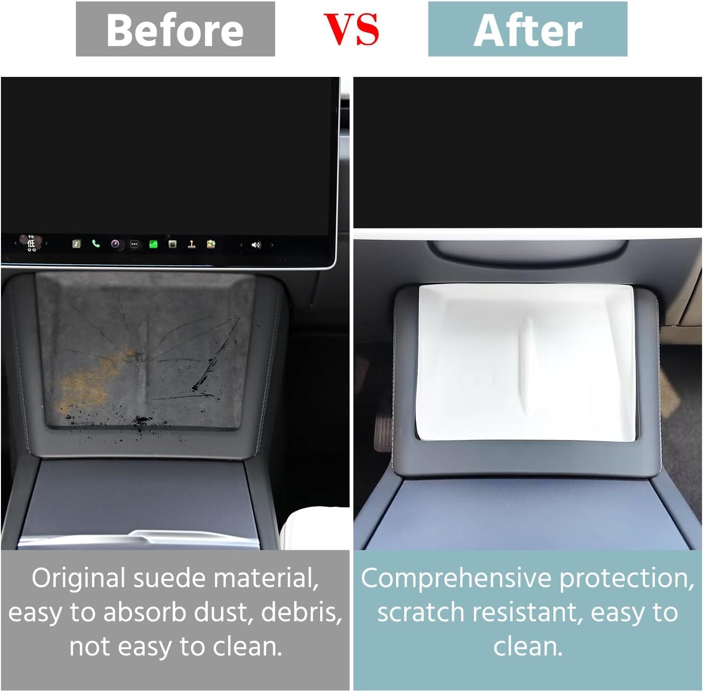 Center Console Wireless Charger Mat,Screen Frame Protector,Rearview Mirror Frame Protector, Anti-Slip Silicone Protector Compatible with 2024 Tesla Model 3 Highland Accessories(3 PCS White)