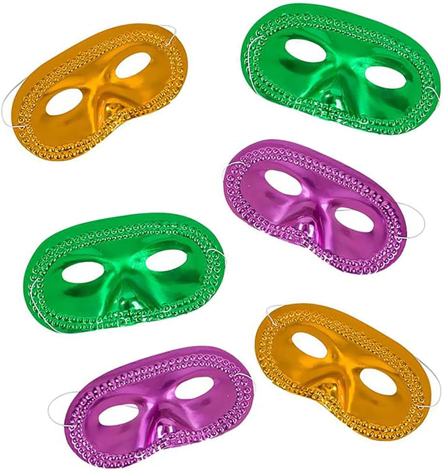 Mardi Grass Masks, Face Costume Accessories, Party Favor Supplies, Great for Quick Costumes, 6.75" Inches