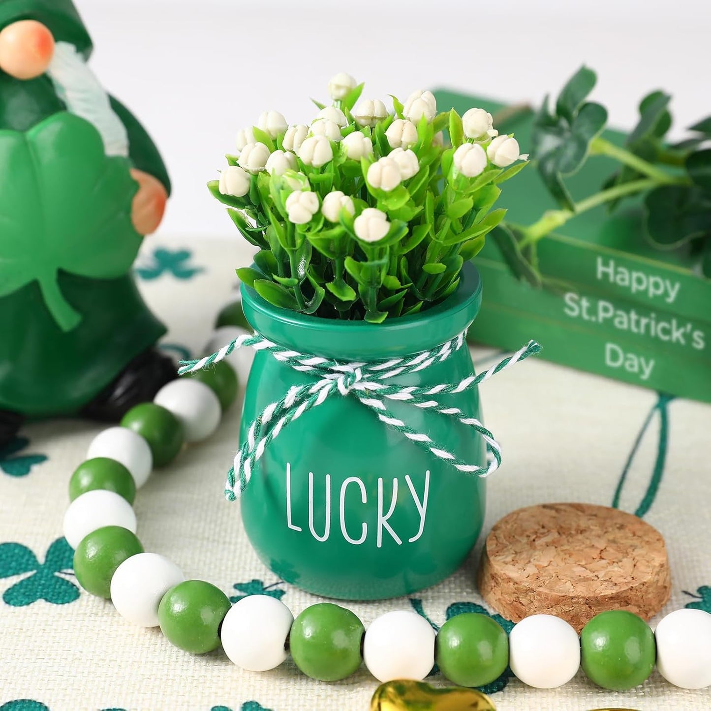 St Patricks Day Decorations - 6PCS St.Patrick'S Day Mini Jars -Farmhouse St Patricks Day Decor for Home Kitchen Table Fireplace Mantel Decor ﻿