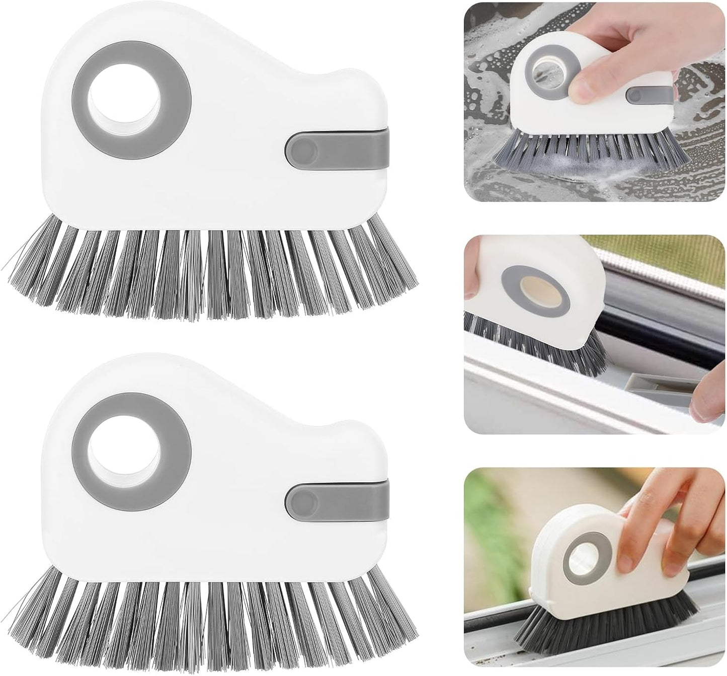 2PCS 2 in 1 Groove Cleaning Brush Window Track Cleaning Tools Hard Bristle Crevice Cleaning Brush Grout Grip Brush Kitchen Utensils for Door Track Window Sill Seal Household Small Stiff