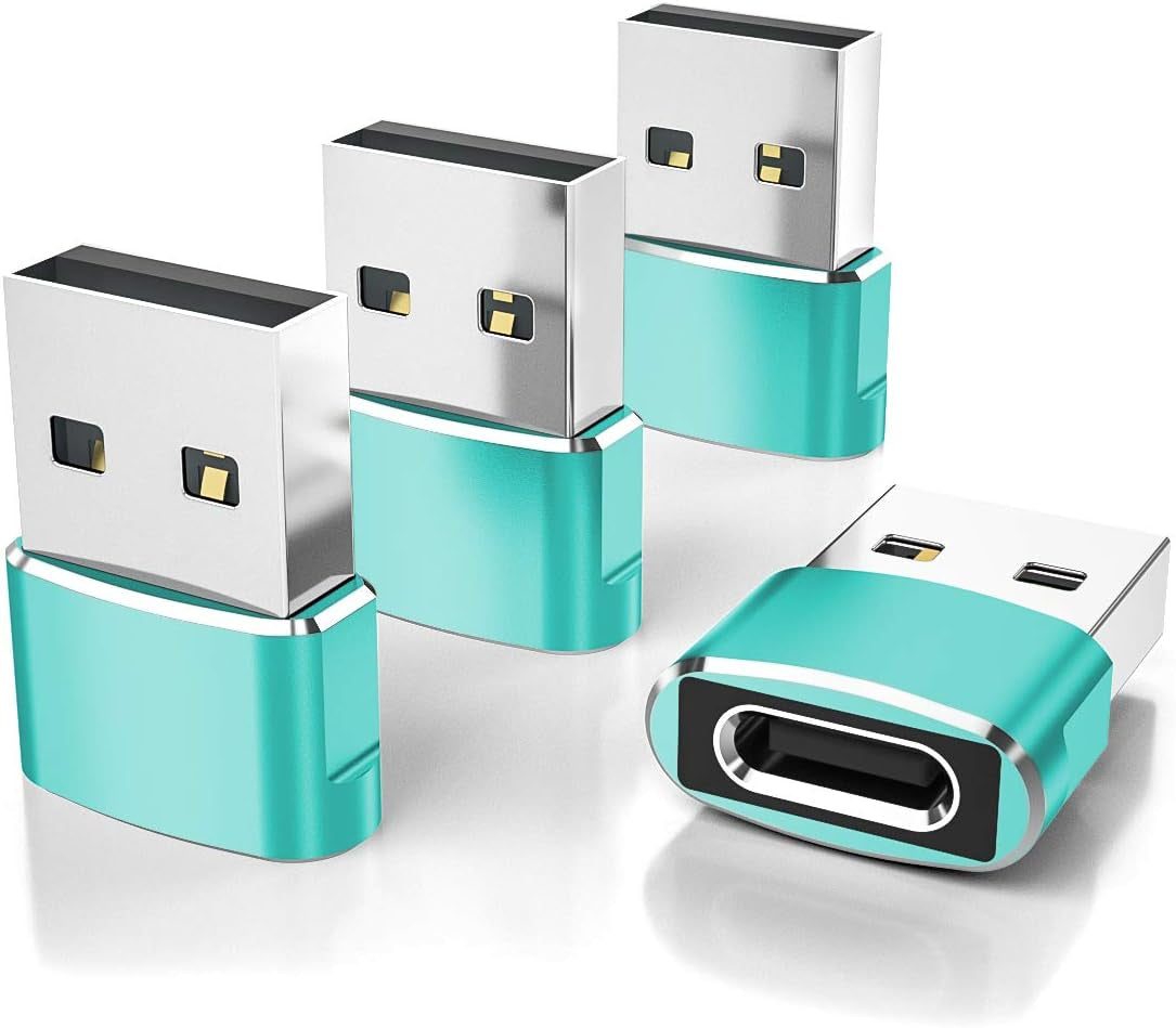USB to USB C Adapter 4 Pack,Usbc Female to a Male Car Charger,Type C Converter for Iphone 16 16E Pro Max,15 14 13 12 Plus,Apple Watch Iwatch 10 9 8,Airpods,Ipad Air Mini 6 7,Samsung Galaxy S25