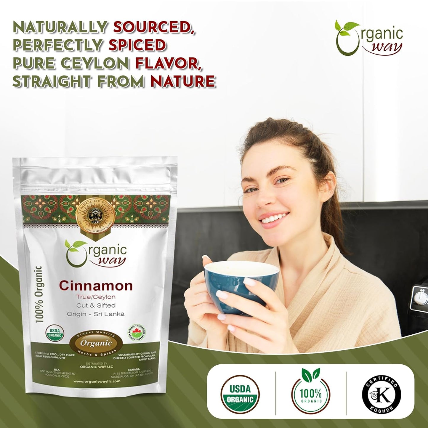 Premium True Ceylon Cinnamon Cut & Sifted (Cinnamomum Verum) - Adds Flavour | Raw, Non GMO & Gluten Free | USDA Certified | Origin - Sri Lanka (1 LBS / 16OZ) TLBH