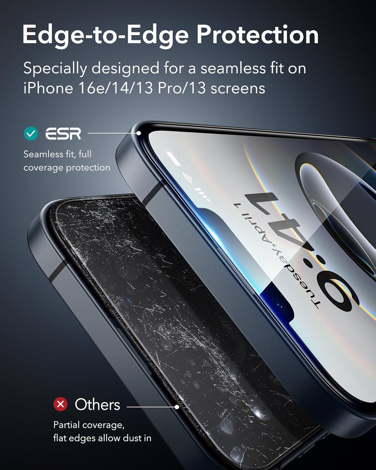 3 Pack for Iphone 16E/ Iphone SE 4/ Iphone 14/ Iphone 13/ Iphone 13 Pro Screen Protector, [9H Hardness] [Military Grade Shatterproof] Tempered Glass Film with Easy Installation Tool
