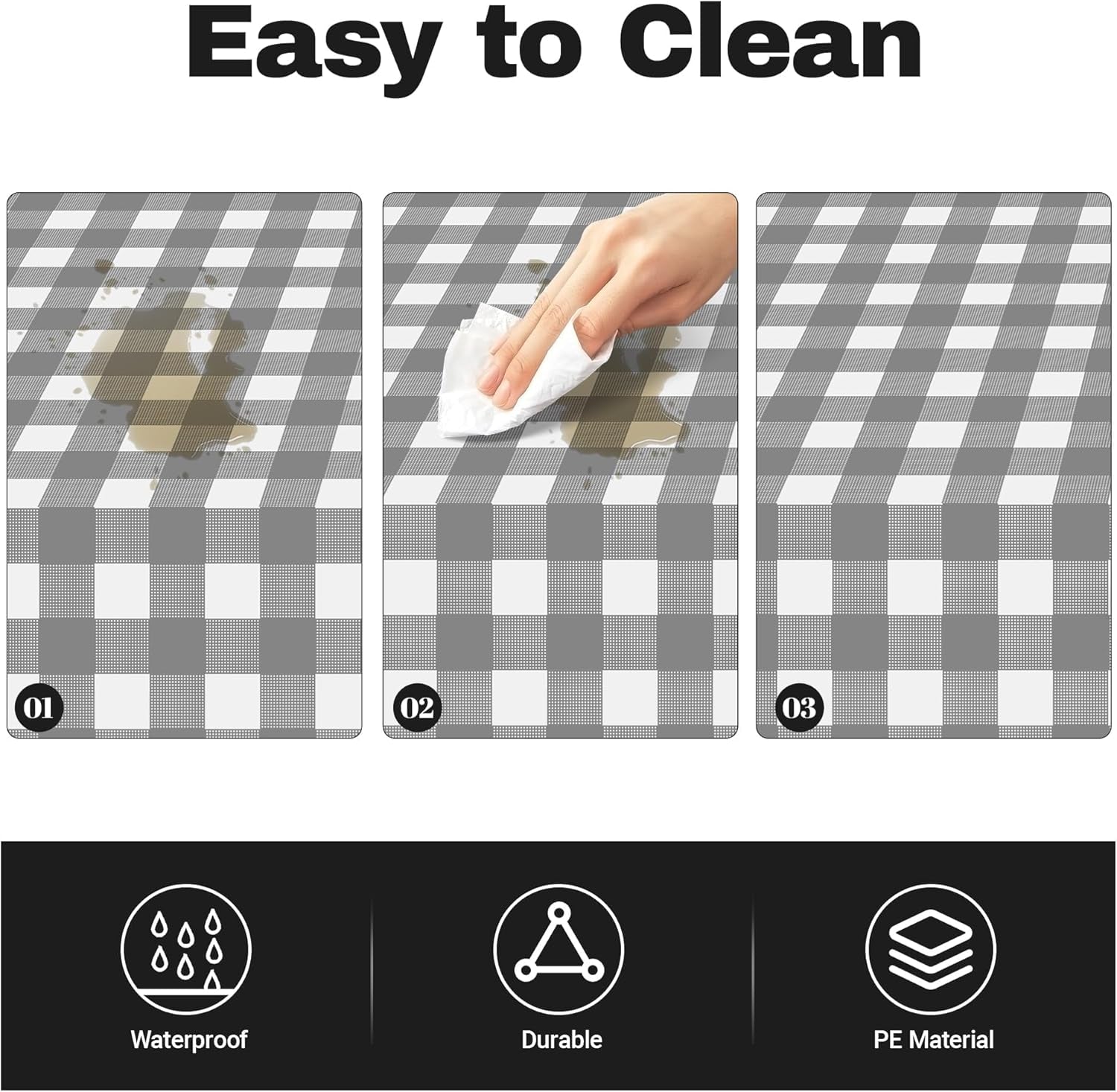 Plastic Tablecloths for Rectangle Tables 3 Pack 54" X 108" Party Table Cloths Disposable for 6 to 8 Foot Tables Indoor or Outdoor Parties Birthdays Weddings Christmas Anniversary Buffet Table