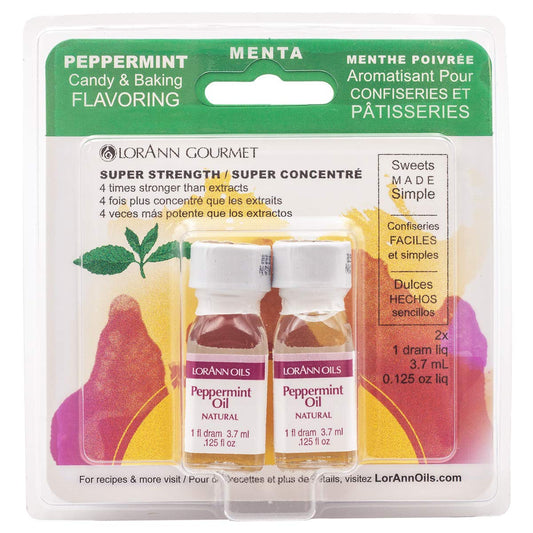 Lorann Peppermint Oil SS Natural Flavor, 1 Dram Bottle (.125 Fl Oz - 3.7Ml - 1 Teaspoon) Twin Pack Blistered TLBH
