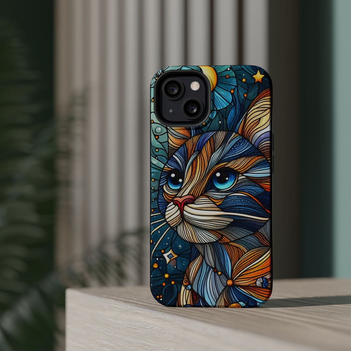Cat-Stained Glass Magnetic Tough Cases