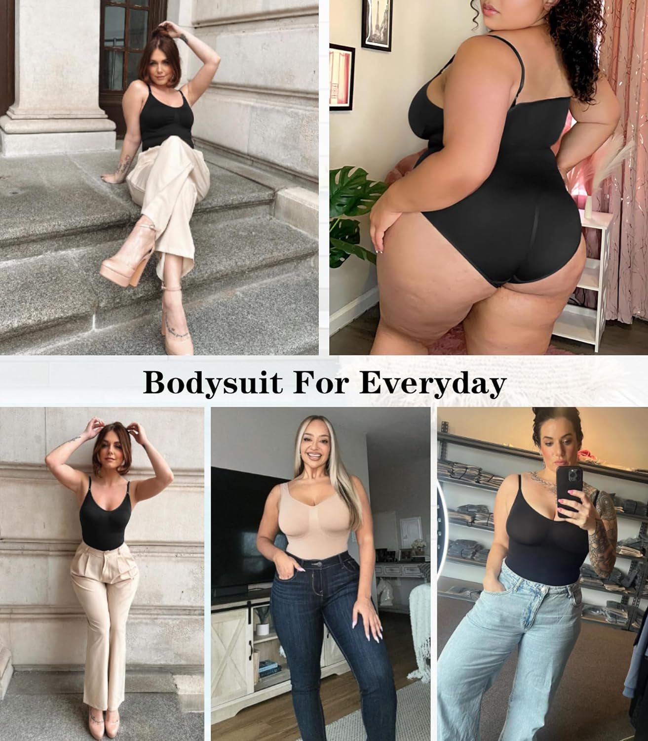 Bodysuit for Women Tummy Control Shapewear Body Shaper Seamless Spaghetti Strap Leotards