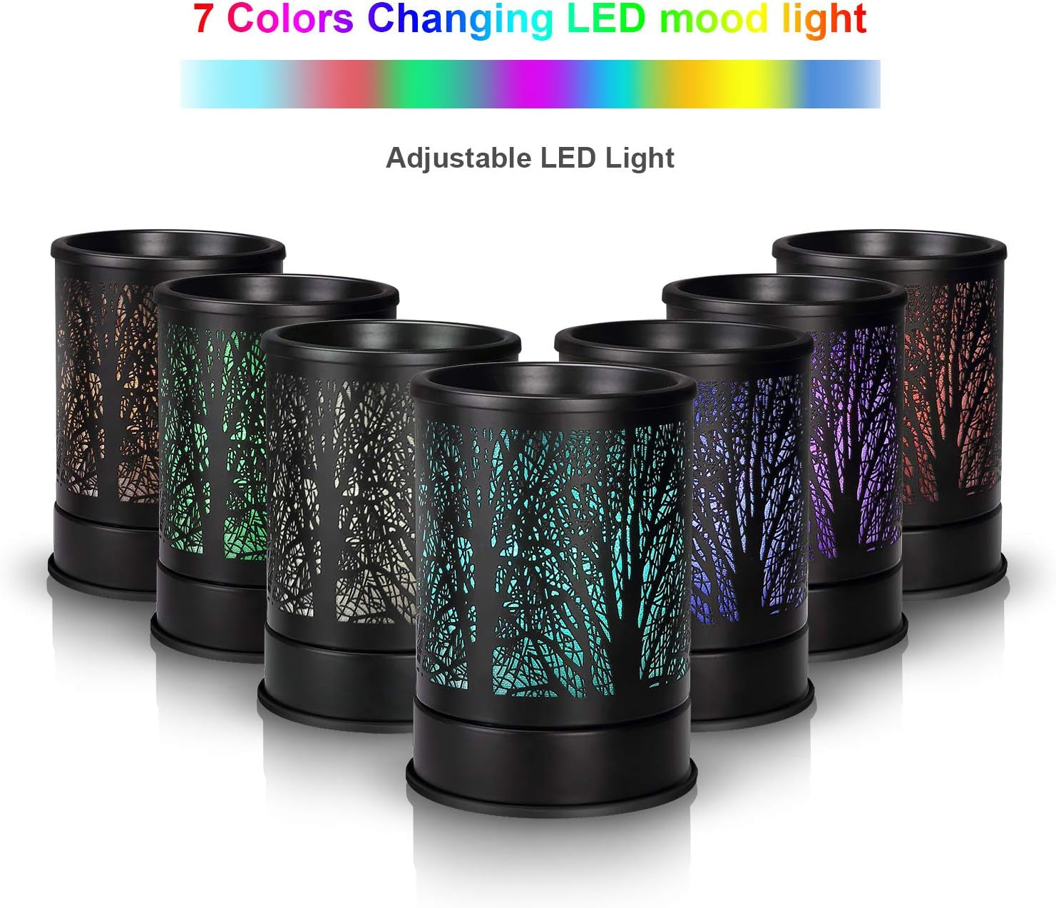 Fragrance Wax Melts Warmer with 7 Colors LED Changing Light Classic Black Forest Design Scent Oil Candle Warmer