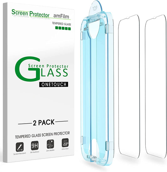 Tempered Glass Screen Protector for Iphone 14 6.1/Iphone 13/Iphone 13 Pro 6.1, Easy Onetouch Installation, Auto-Alignment, Bubble Free Case Friendly, Anti-Scratch