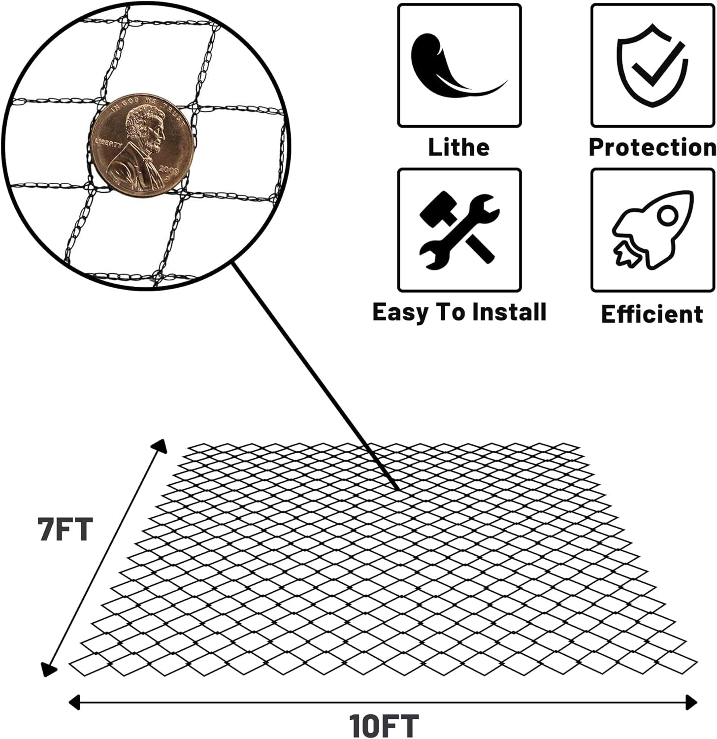 Pond Netting, 7' X 10' Pond Net Cover, Koi Pond Netting for Leaves, Heavy Duty Koi Pond Net Protecting Koi Fish from Herons, Stakes Included