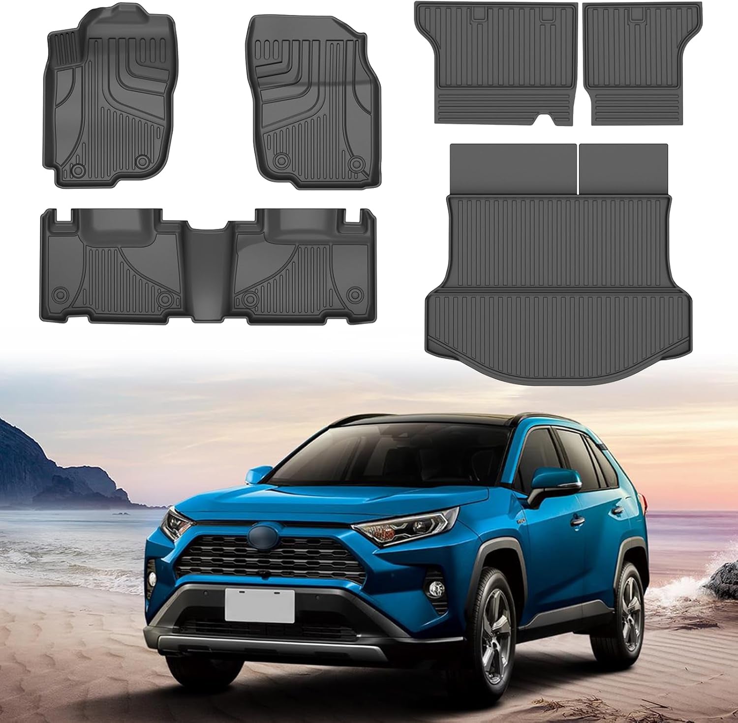 2025 Q7 Floor Mats: All Weather Floor Mats Custom Fit for 2017-2025 Audi Q7/Q8 1St and 2Nd Row All Weather TPE Floor Liner
