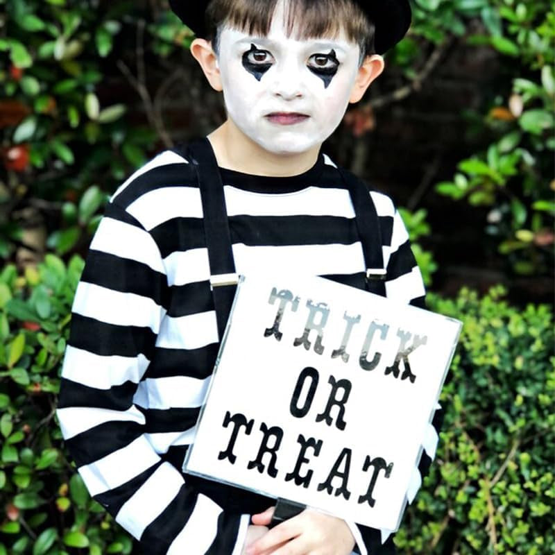 Kid'S Boys Pugsley Addams Shirt Black White Striped Mime T Shirt Halloween Costumes Bank Robber Novelty T-Shirts