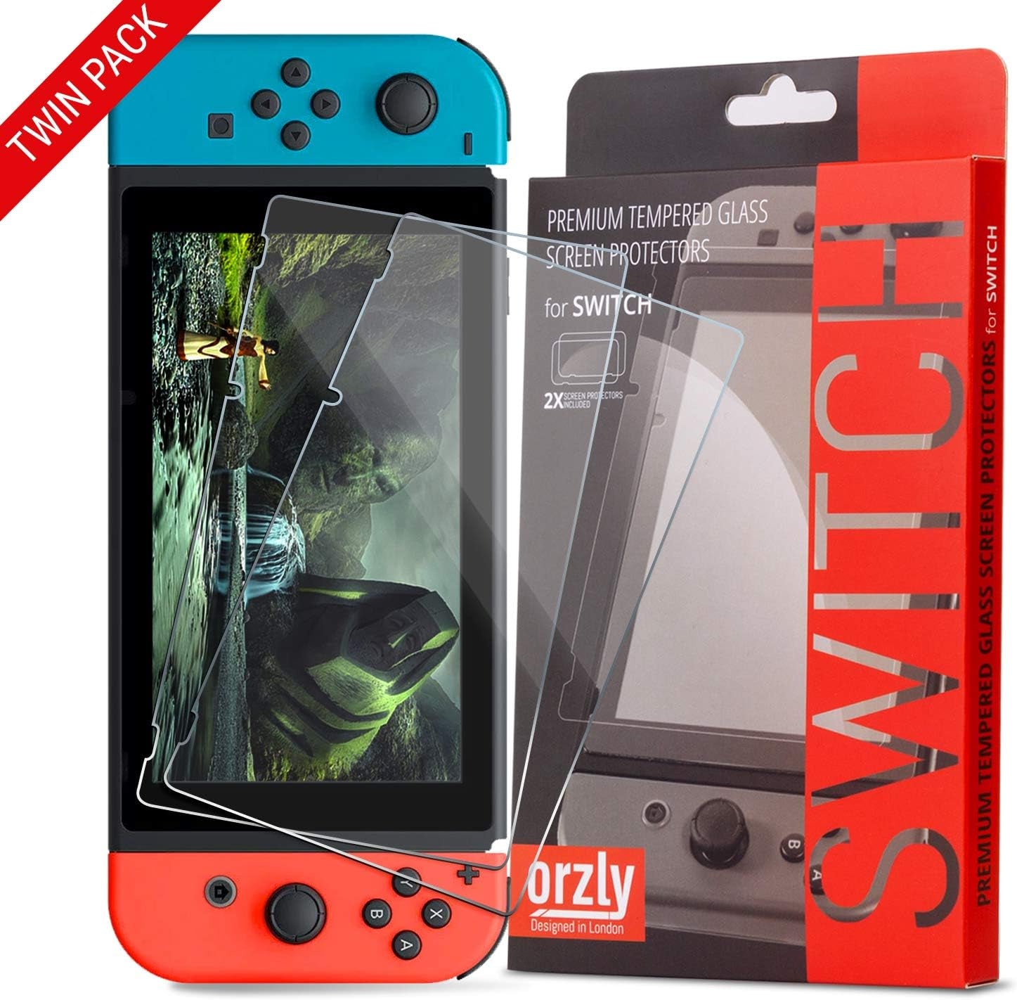 Glass Screen Protectors Compatible with Nintendo Switch - Premium Tempered Glass Screen Protector Twin Pack [2X Screen Guards - 0.24Mm] for 6.2 Inch Tablet Screen on Nintendo Switch Console