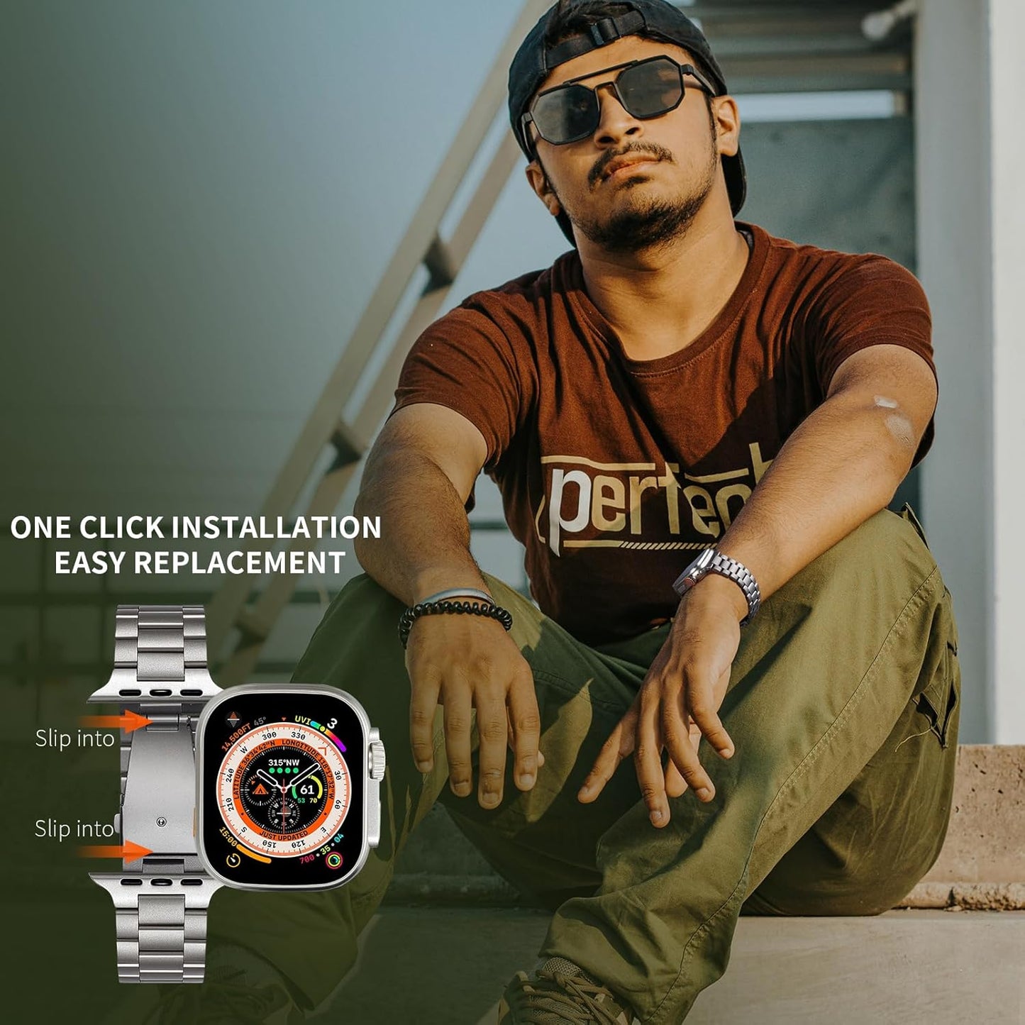 Titanium Band Compatible with Apple Watch Ultra 2 & Ultra Band 49Mm 46Mm 45Mm 44Mm 42Mm,Lightweight Titanium Metal Strap for Iwatch Series 10 9 8 7 6 5 4 3 2 1 Men