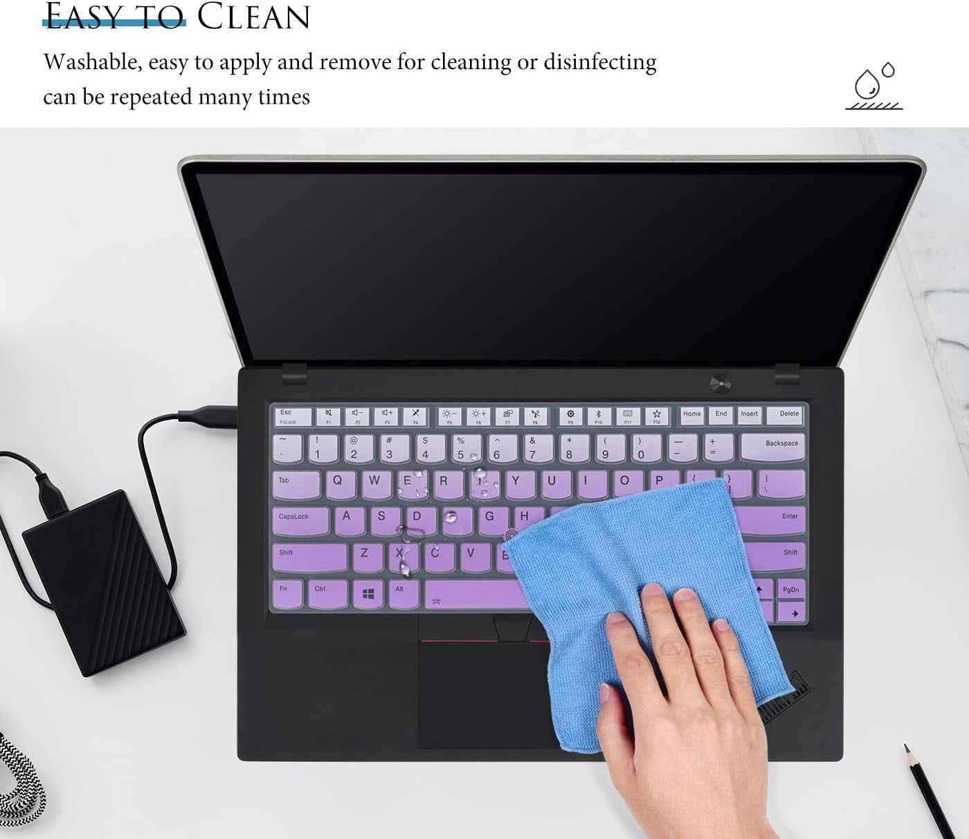 Keyboard Cover for Lenovo Thinkpad X1 Carbon 14" 5Th/6Th/7Th Gen/Thinkpad X1 Yoga 14" 3 4 5/Thinkpad T14 T480(S) A475 L460 L470 T460 T460P T460S T470(S) 14"/New S2 Protective Skin-Gradual Purple