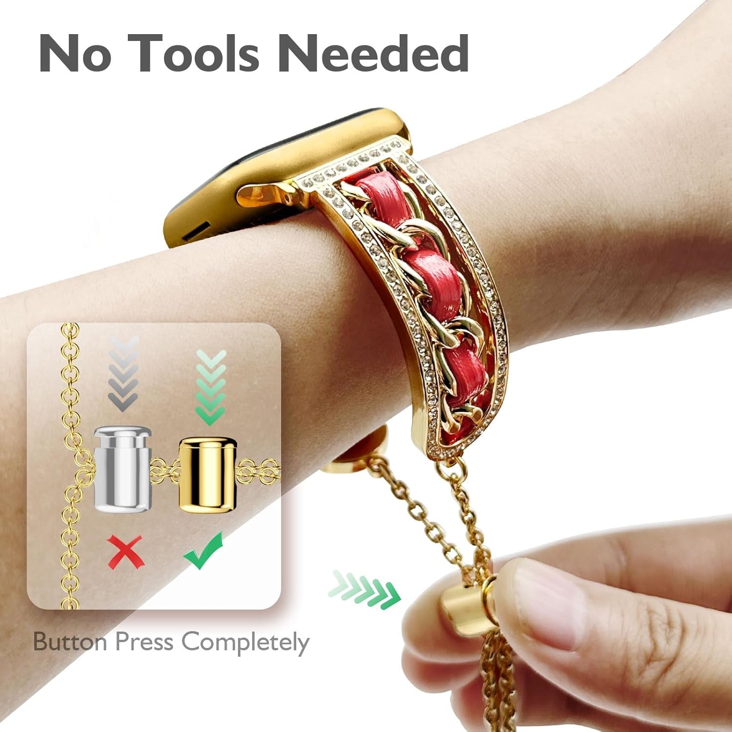 Stylish Compatible with Women Apple Watch Bands 46Mm 45Mm 44Mm 42Mm 49Mm, Bling Pendants Charms Bracelet for Iwatch Series 10 9 8 7 6 5 4 3 2 1 SE Ultra