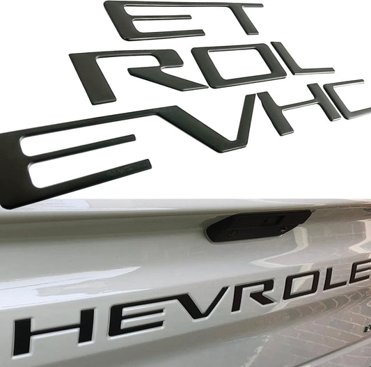 Tailgate Insert Letters Compatible with 2019 2020 2021 2022 2023 2024 Chevy Silverado 3D Emblems Badge with Strong 3-M Adhesive Matte Black Xflh