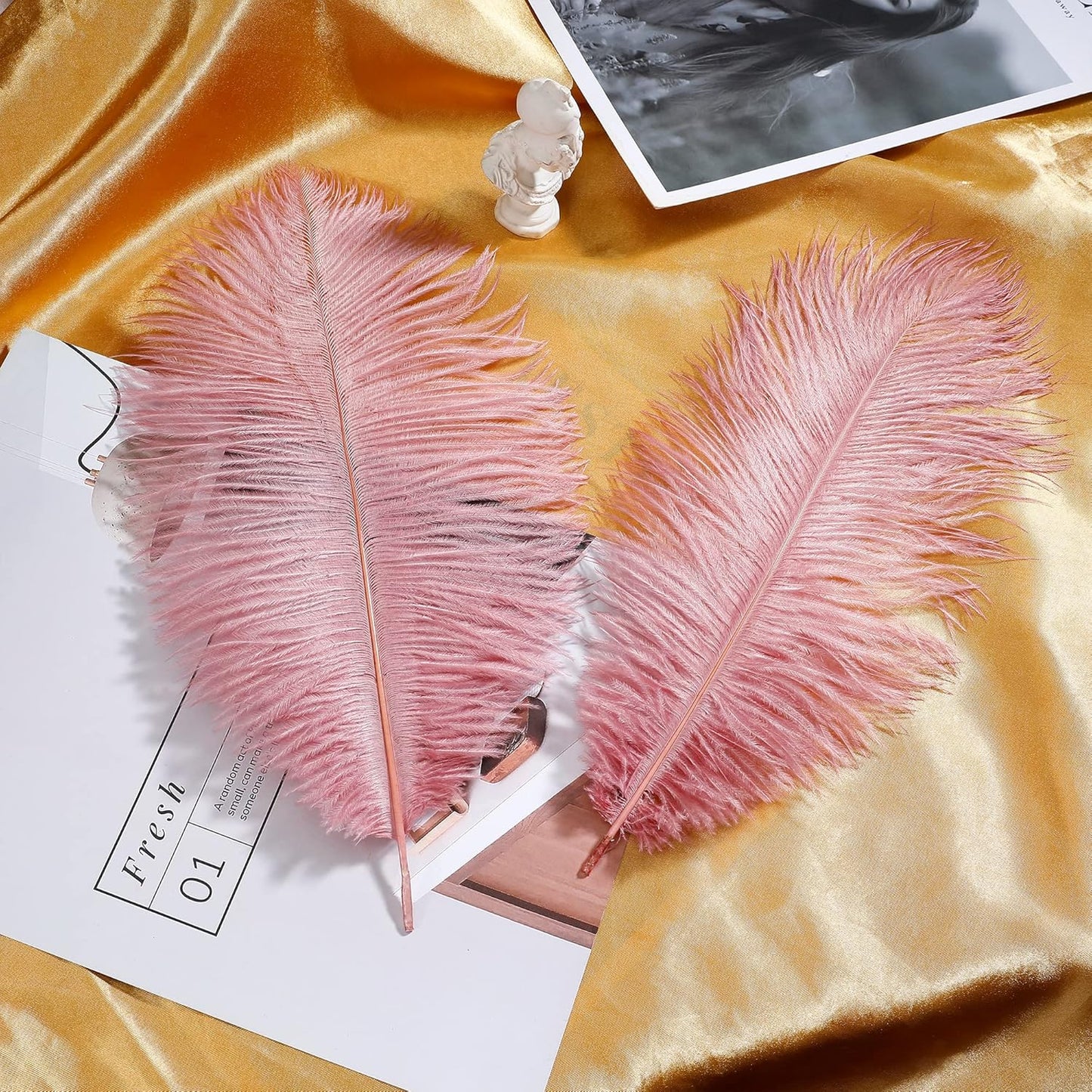 Pink Craft Ostrich Feathers - 30Pcs 8-10 Inches for Christmas Tree Decorations, Thanksgiving Craft,Feather Mask,Hat(Lotus Pink)