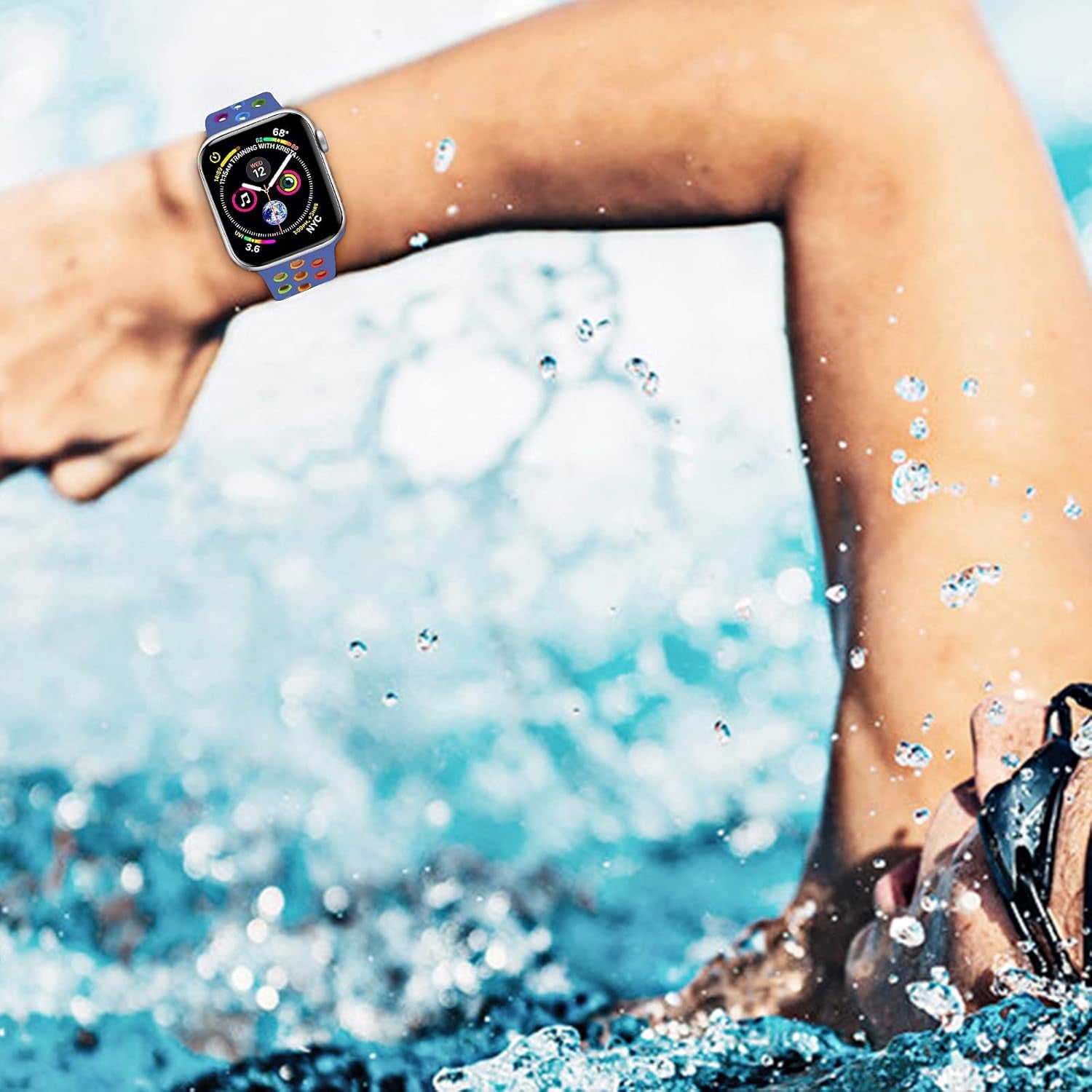 Rainbow Sport Silicone Bands Compatible with Apple Watch Band 45Mm 44Mm 42Mm 41Mm 40Mm 38Mm 49Mm for Women Men Soft Breathable Strap Replacement Wristbands for Iwatch SE Series 9 8 7 6 5 4 3 2 1